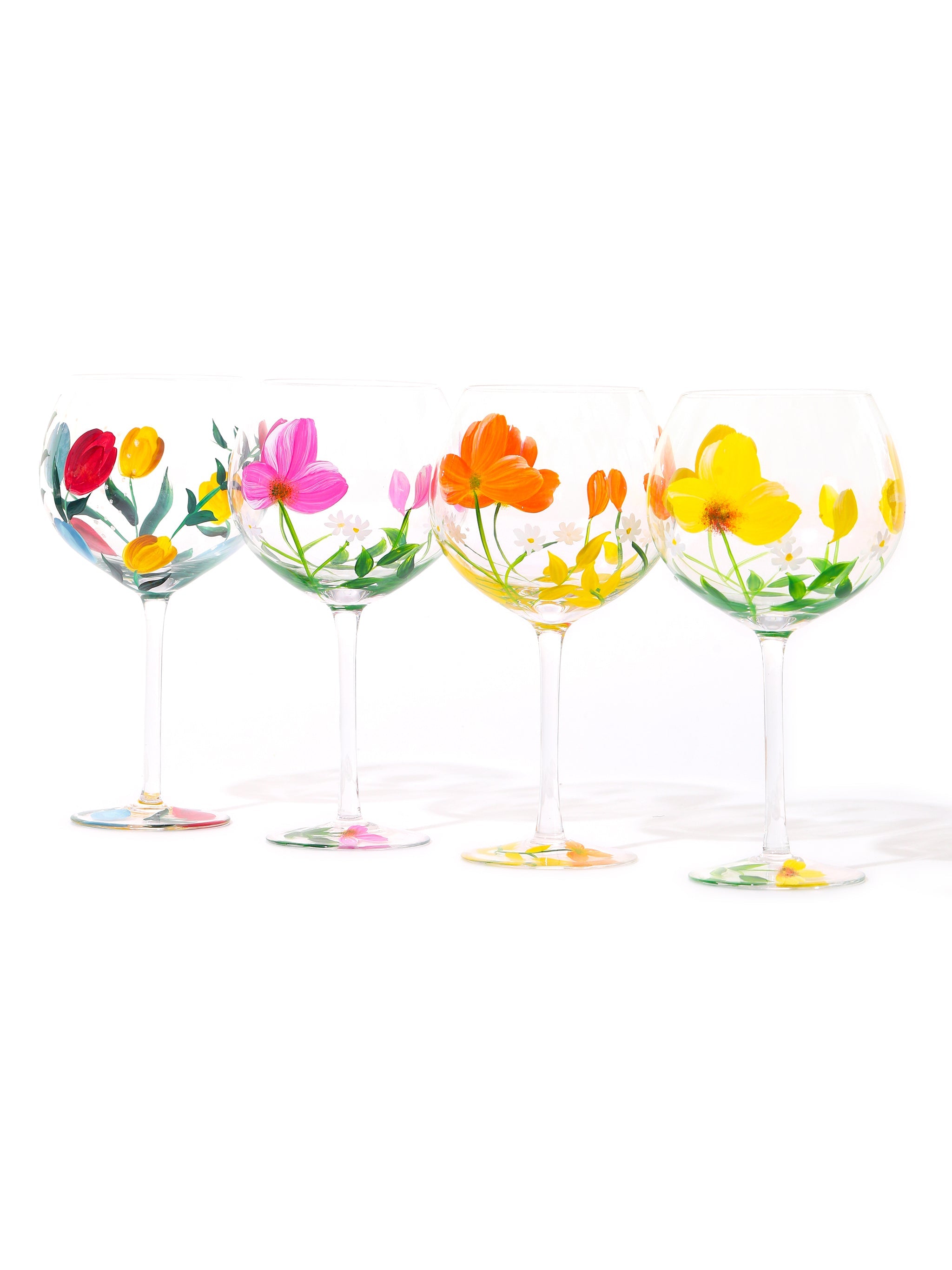 Botanical Bliss Wine Glass, Orange Splash