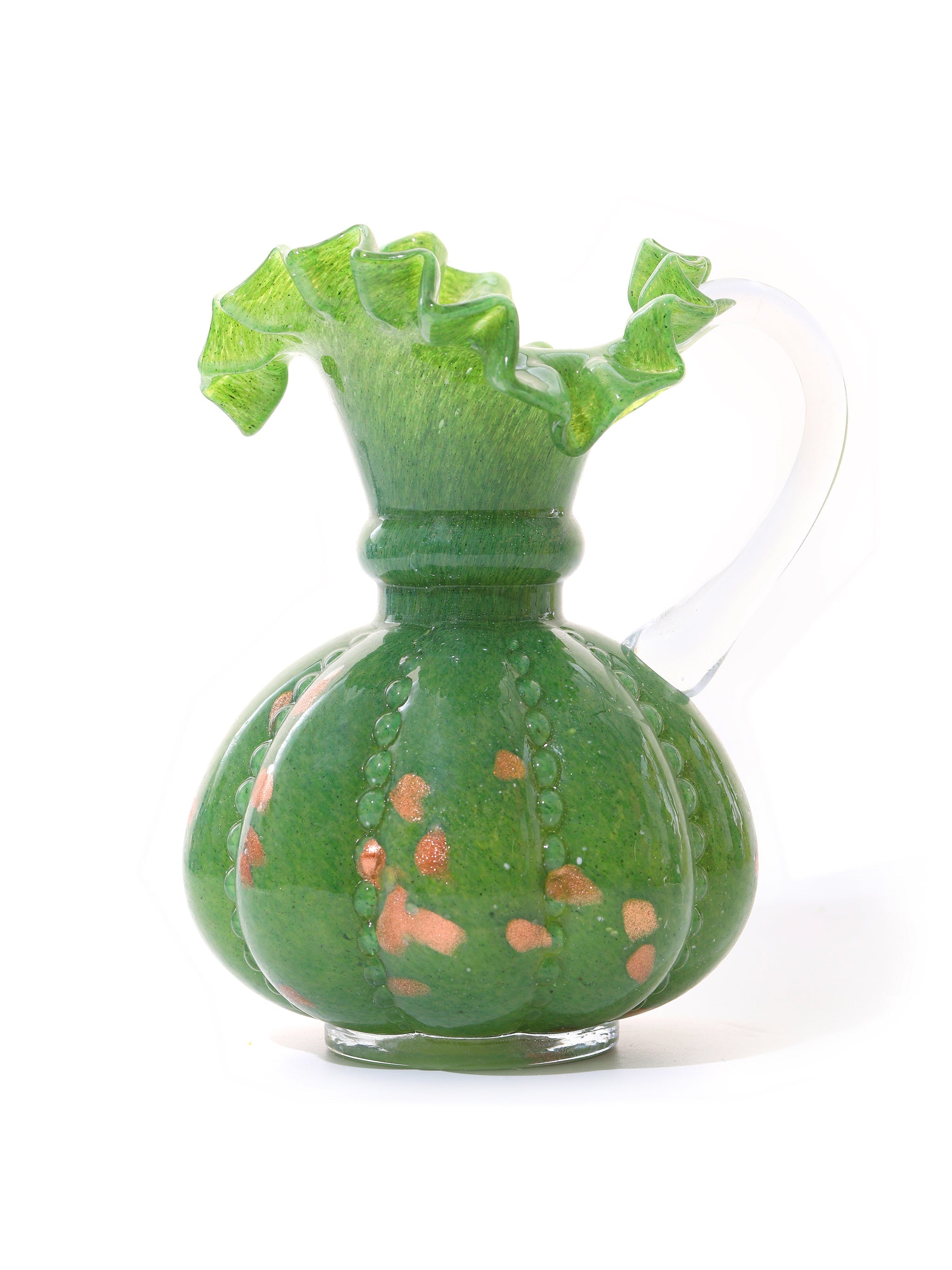 Emerald Gleam Ruffled Vases, Set of 2