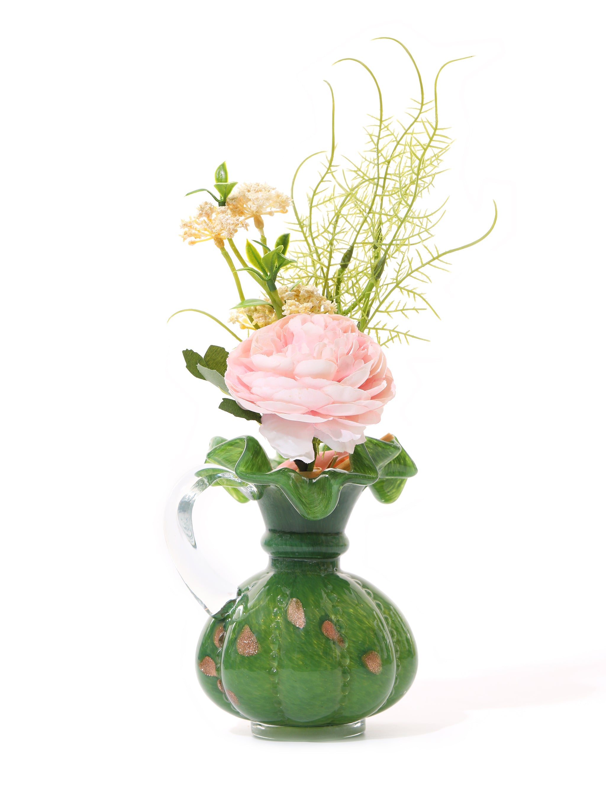 Emerald Gleam Ruffled Vases, Set of 2
