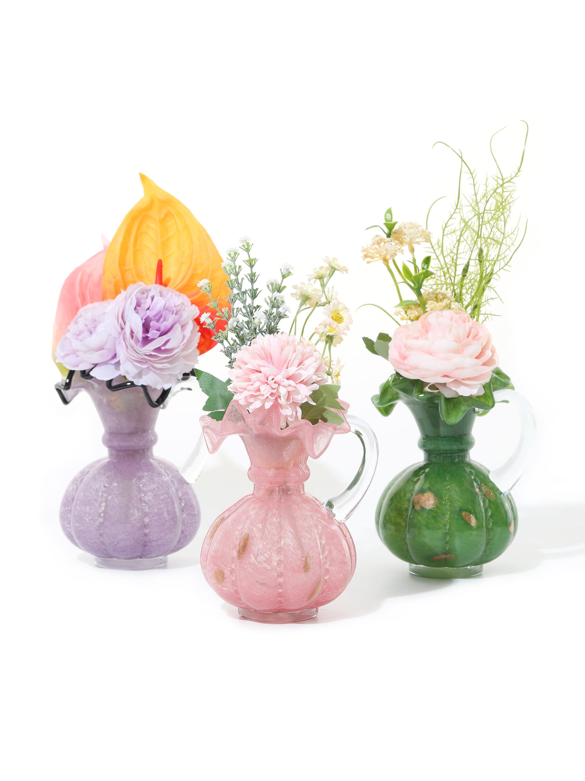 Twilight to Dawn Ruffled Vases Set of 3, Small