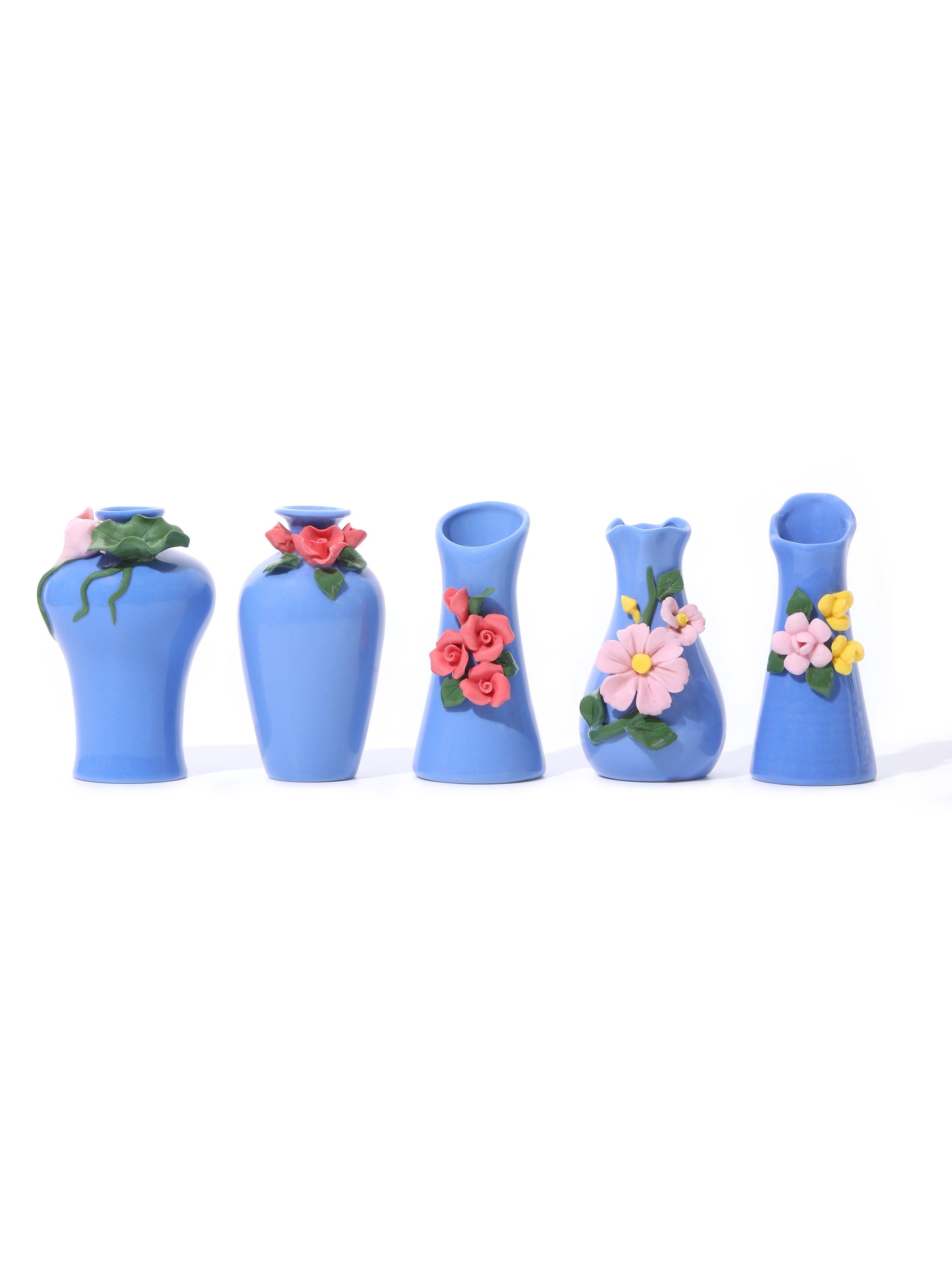 Cornflower Blue Vases, Set of 10