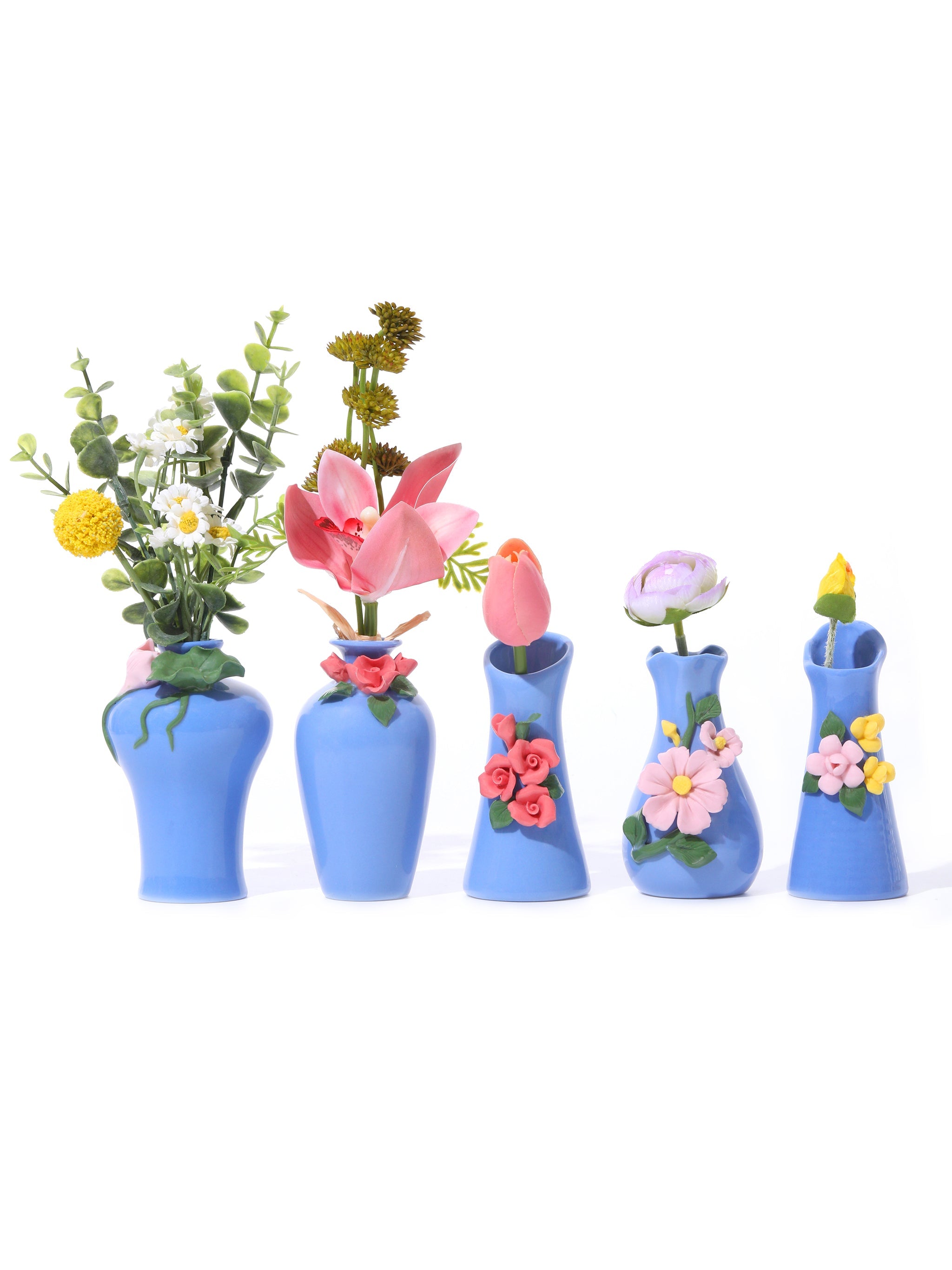 Cornflower Blue Vases, Set of 10