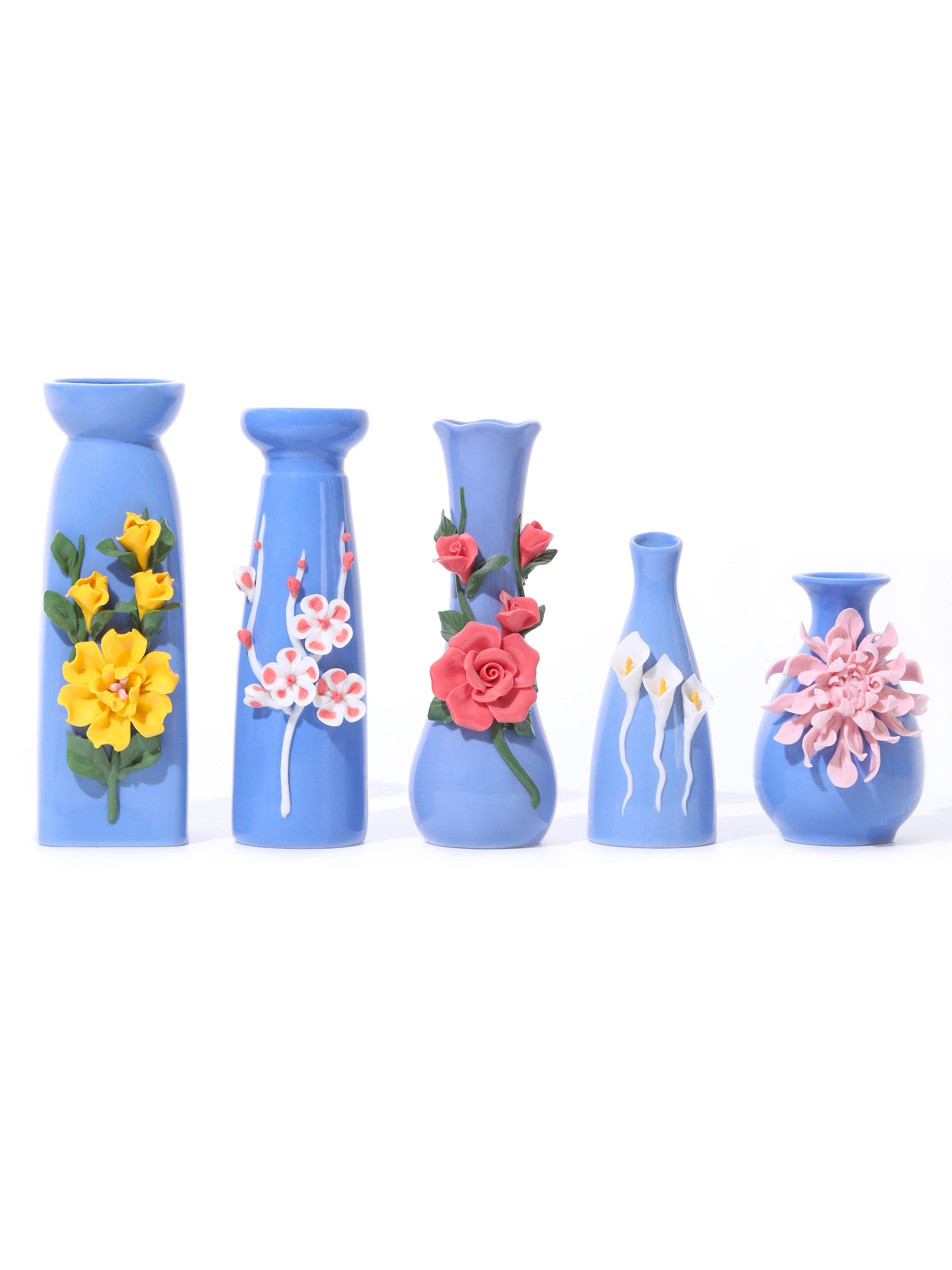 Bloom Cornflower Blue Vases, Set of 5