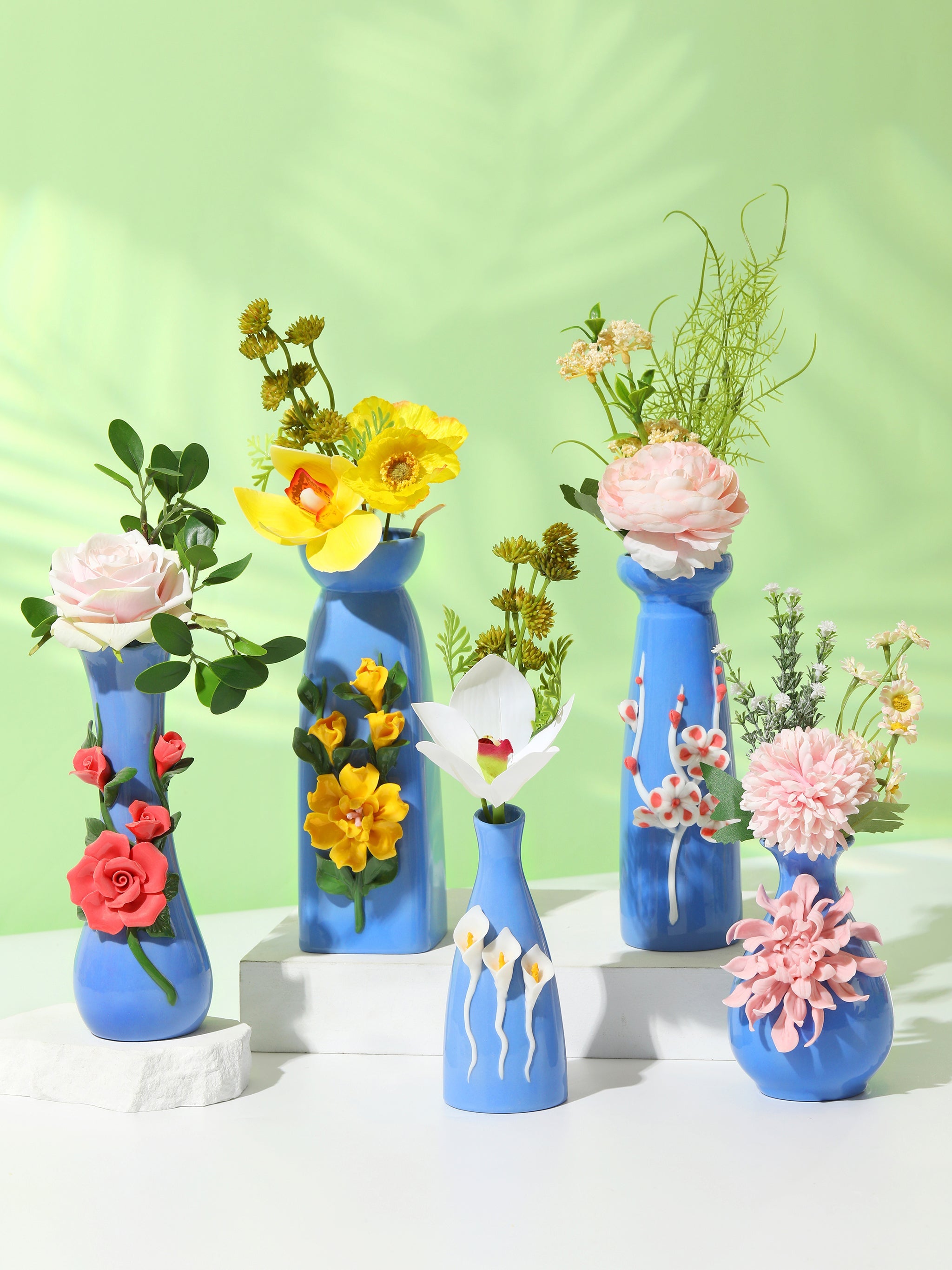Cornflower Blue Vases, Set of 10