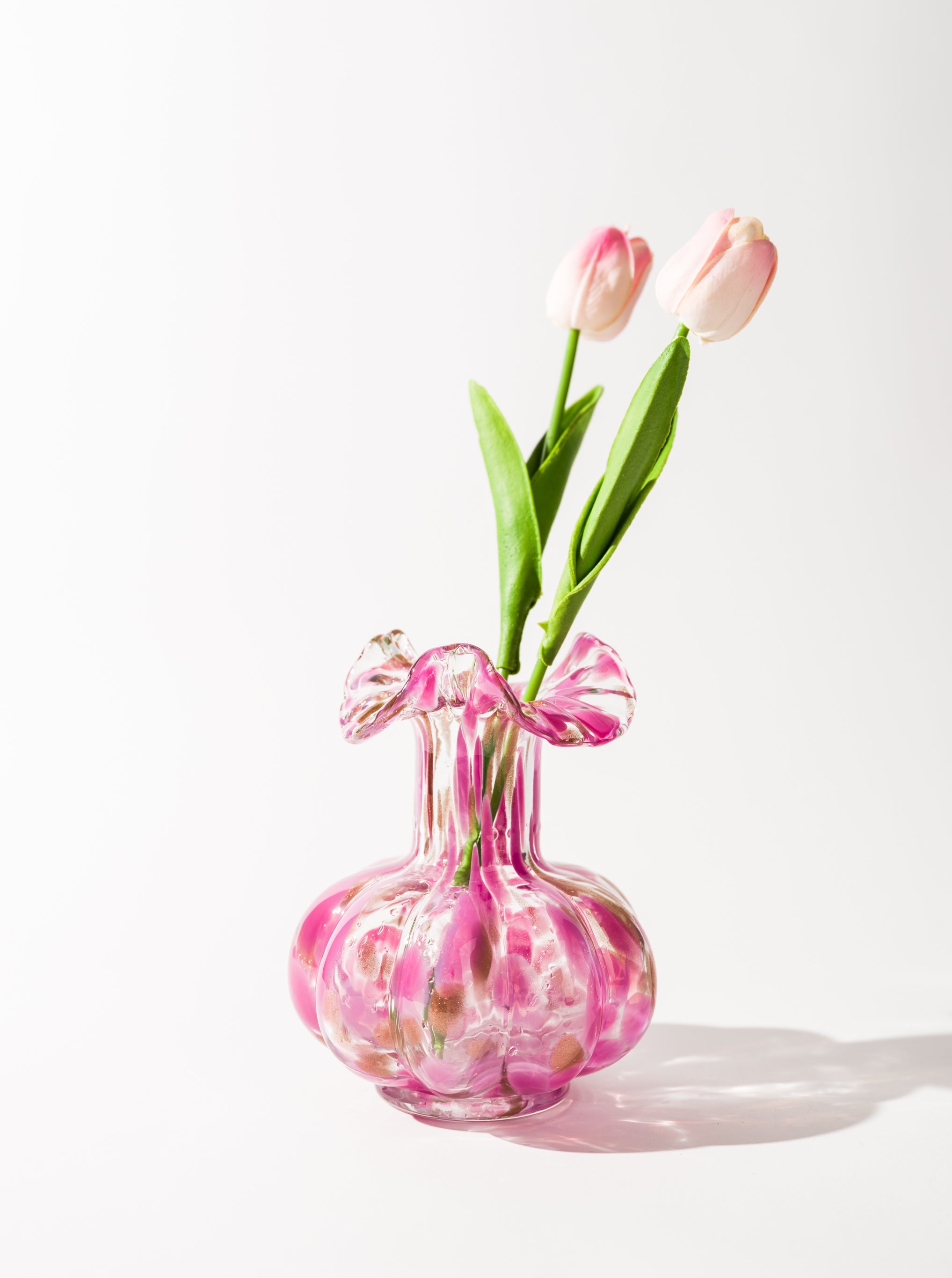 Blush Petal Glass Vase, Small