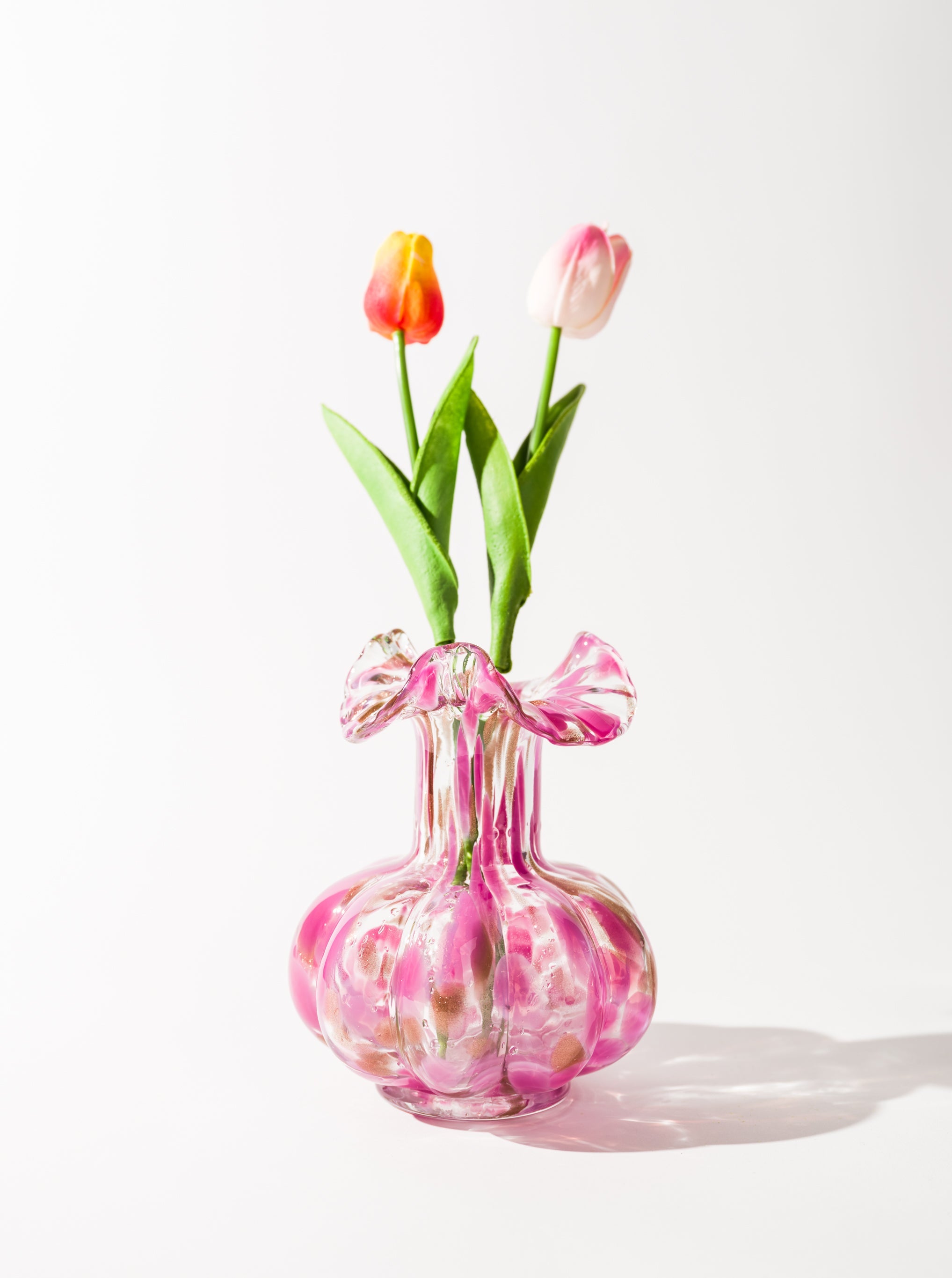 Blush Petal Glass Vase, Small