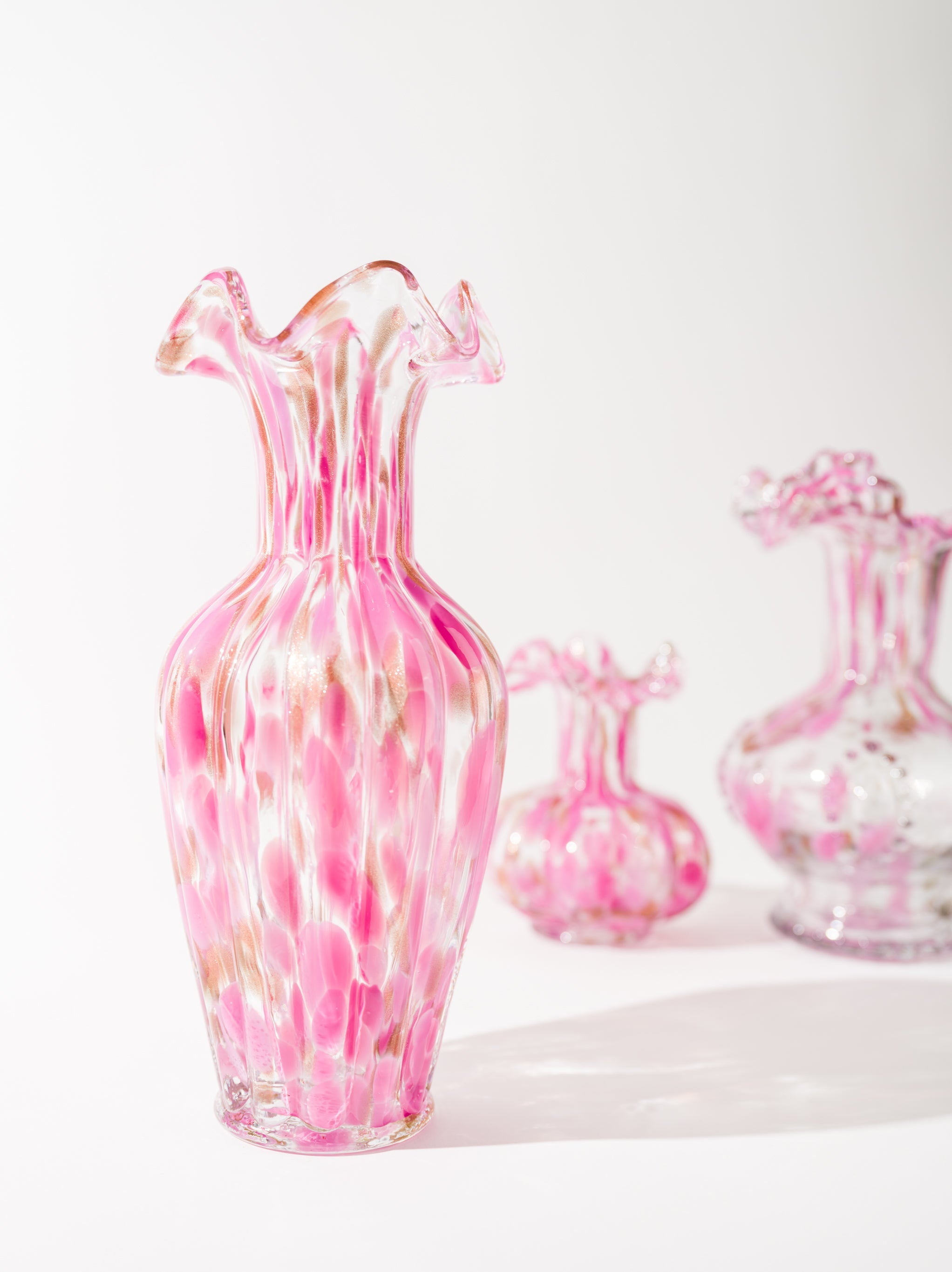 Blush Petal Glass Vase, Tall