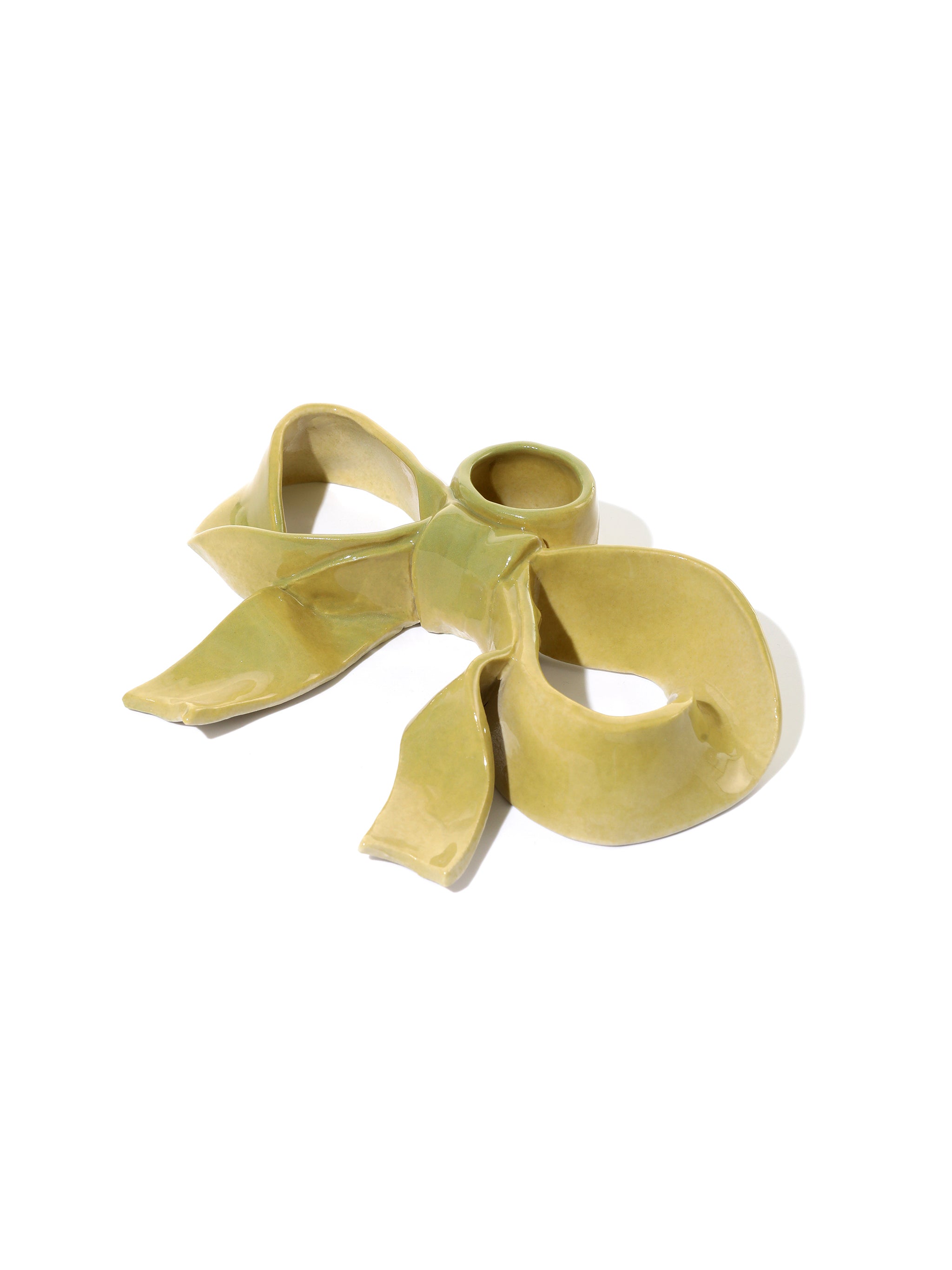 BowKnot Candle Holder, Olive Green