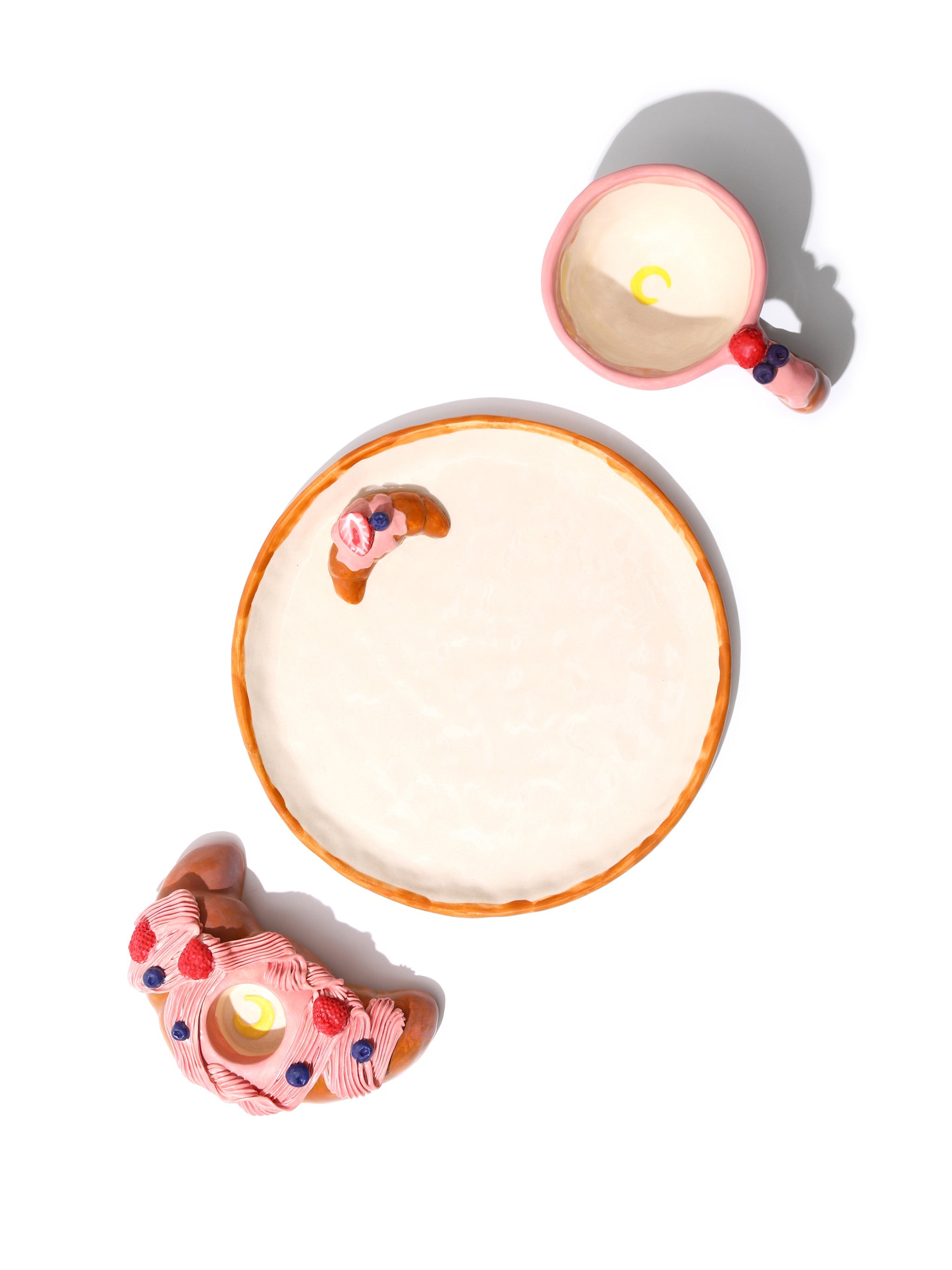 Croissant Delight Ceramic Set of 3, Strawberry