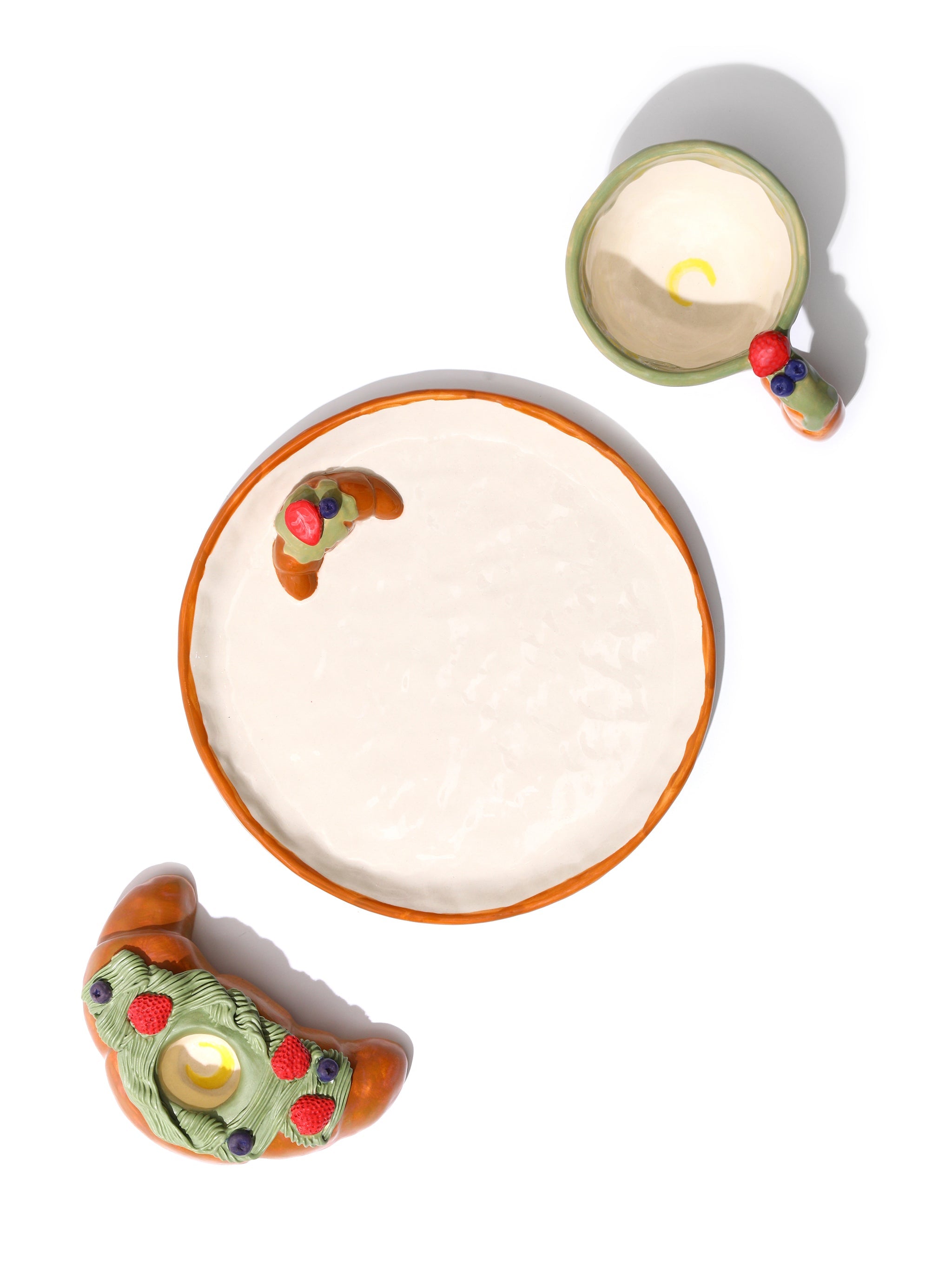 Croissant Delight Ceramic Set of 3, Matcha