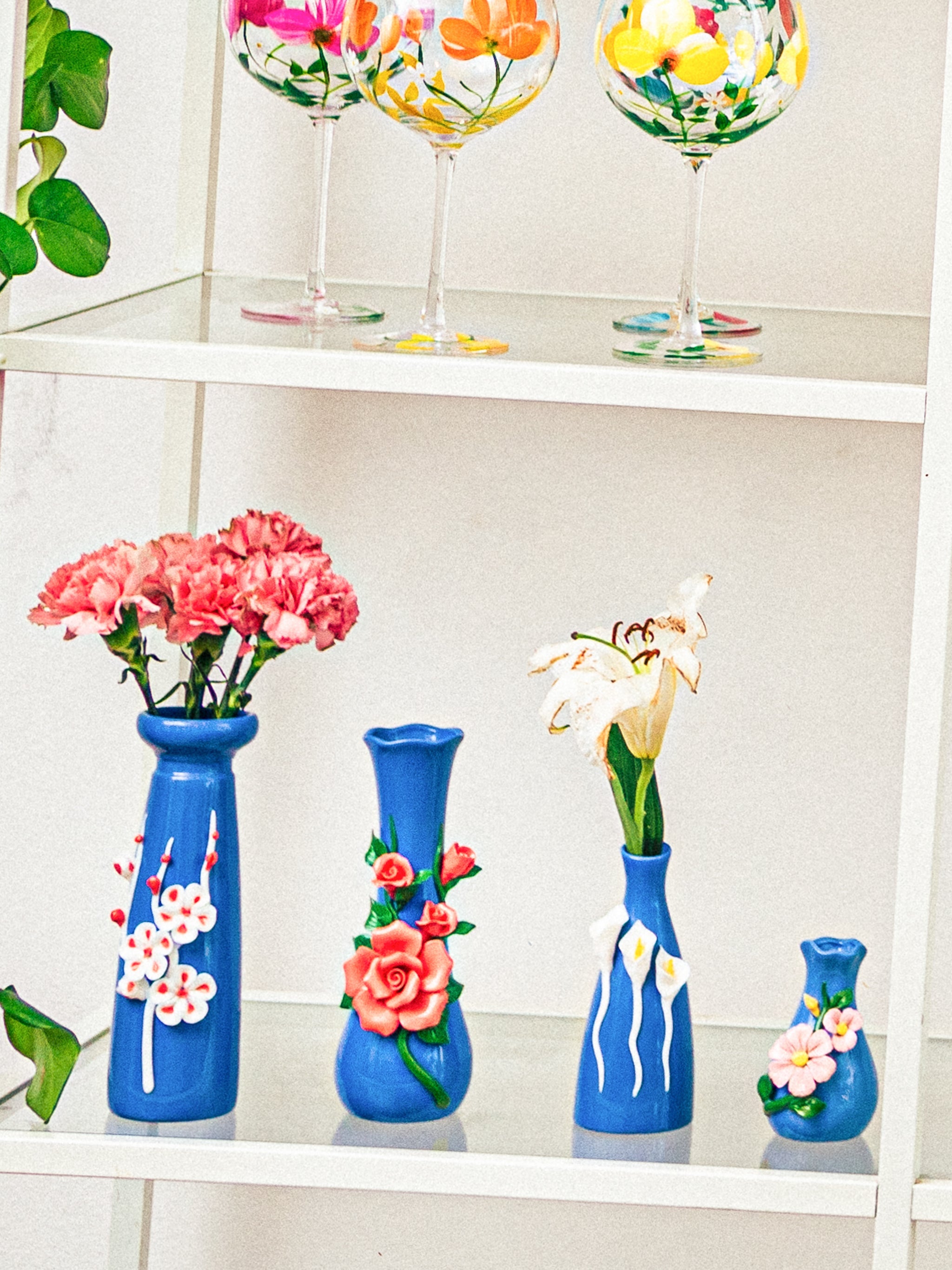 Cornflower Blue Vases, Set of 10