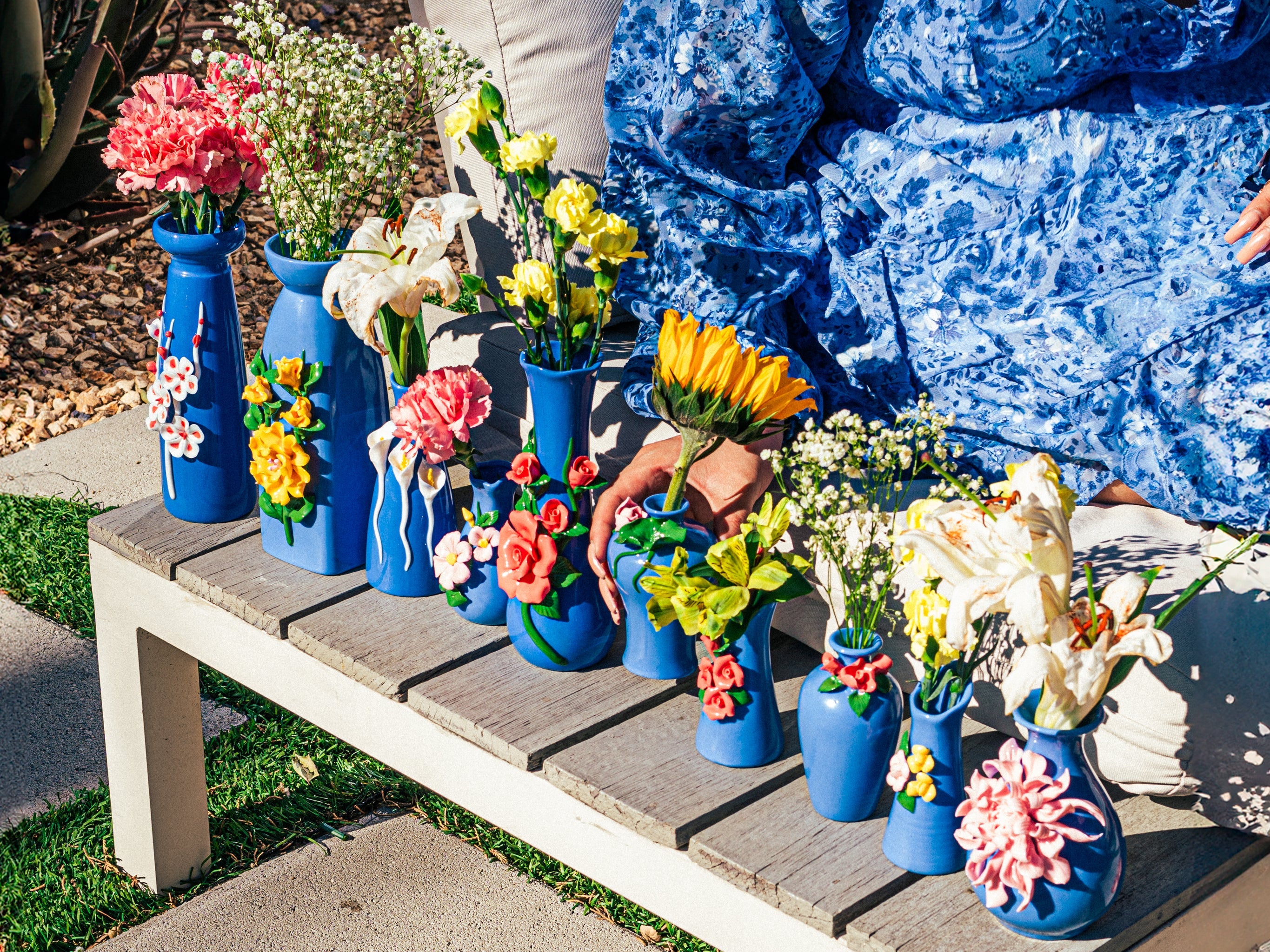 Floret Cornflower Blue Vases, Set of 5
