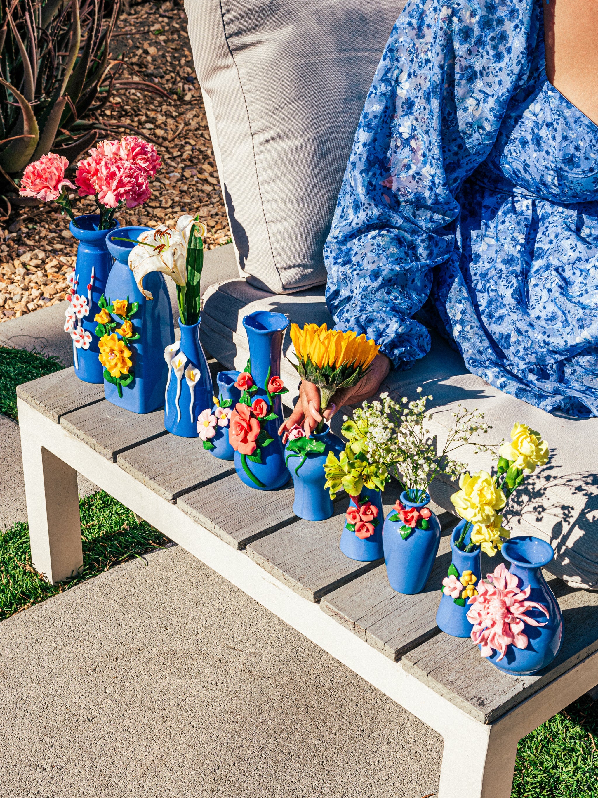 Bloom Cornflower Blue Vases, Set of 5