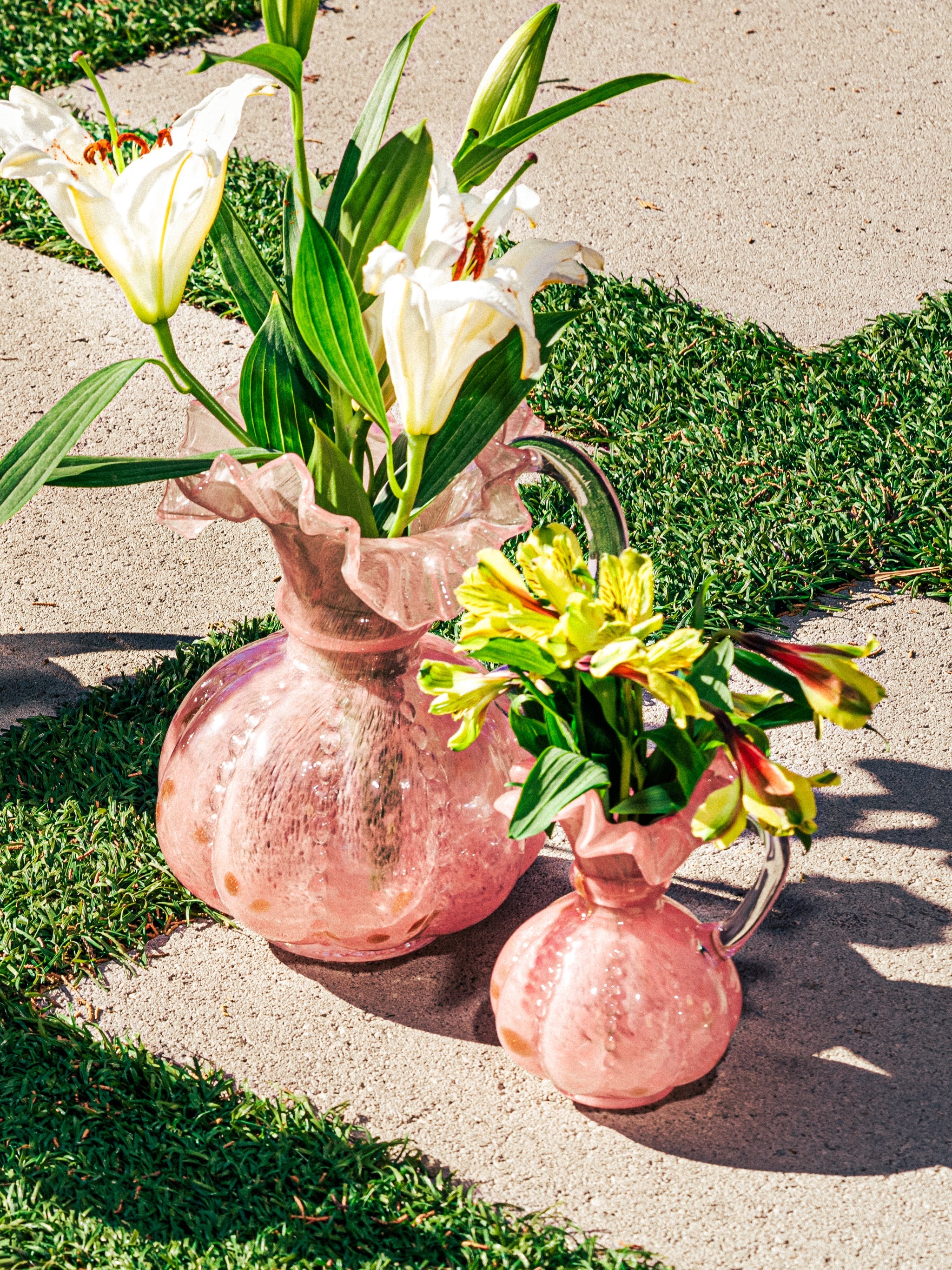 Rosy Dawn Ruffled Vases, Set of 2