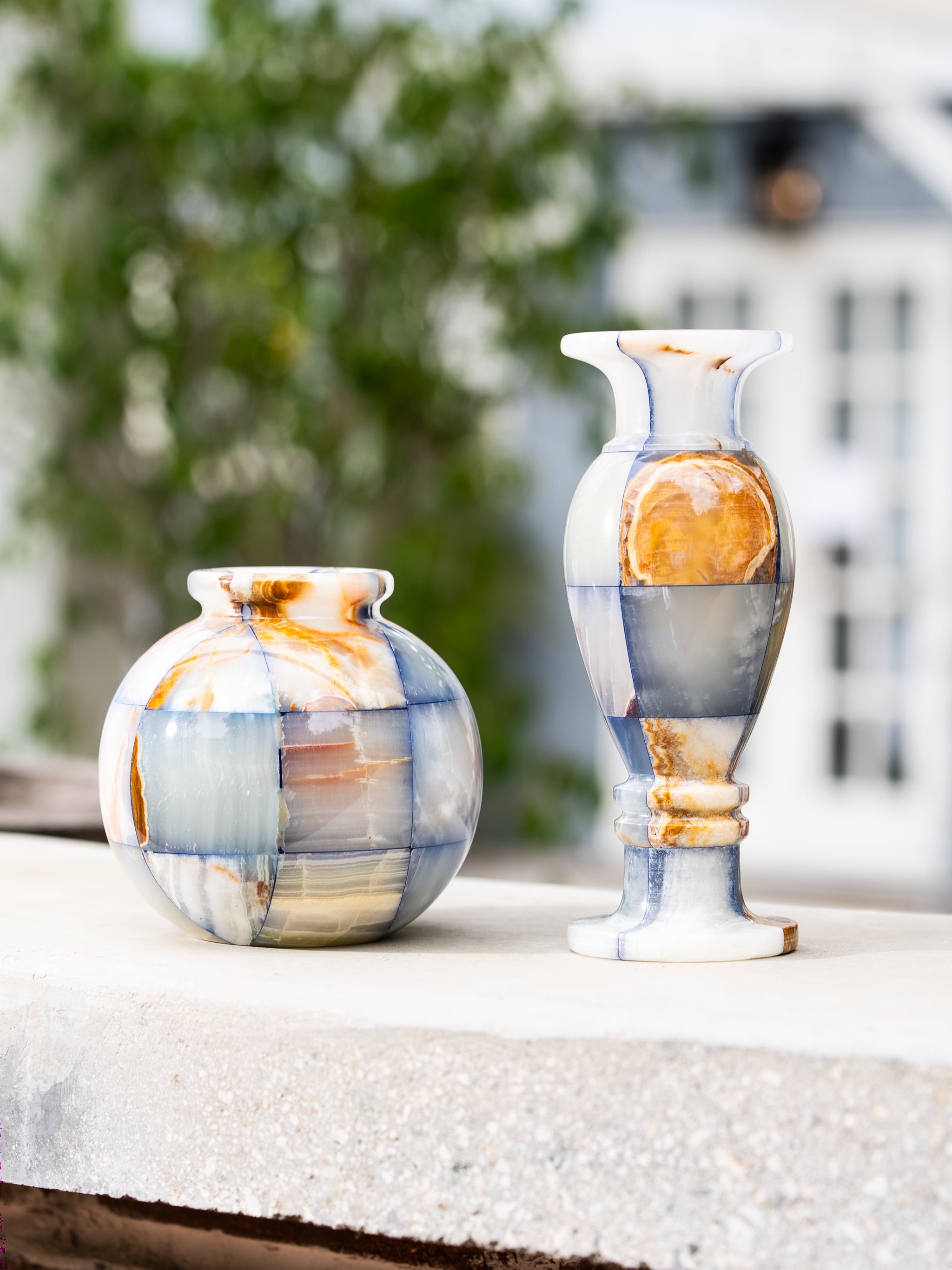 Sky Wave Jade Mosaic Vases, Set of 3