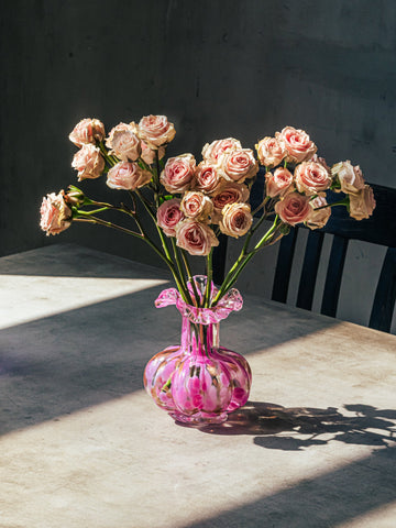 Blush Petal Glass Vase, Small