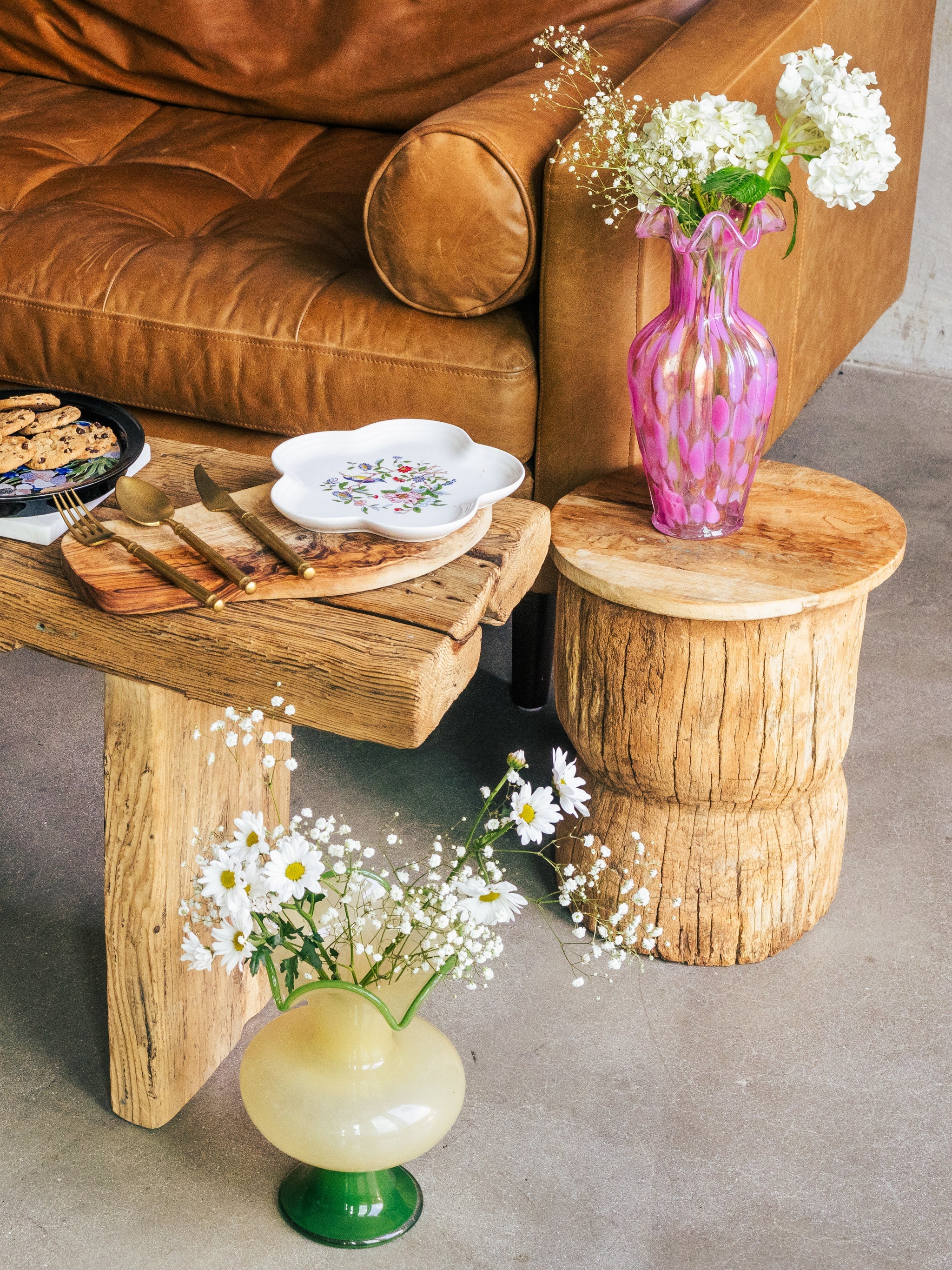 Blush Petal Glass Vase, Tall