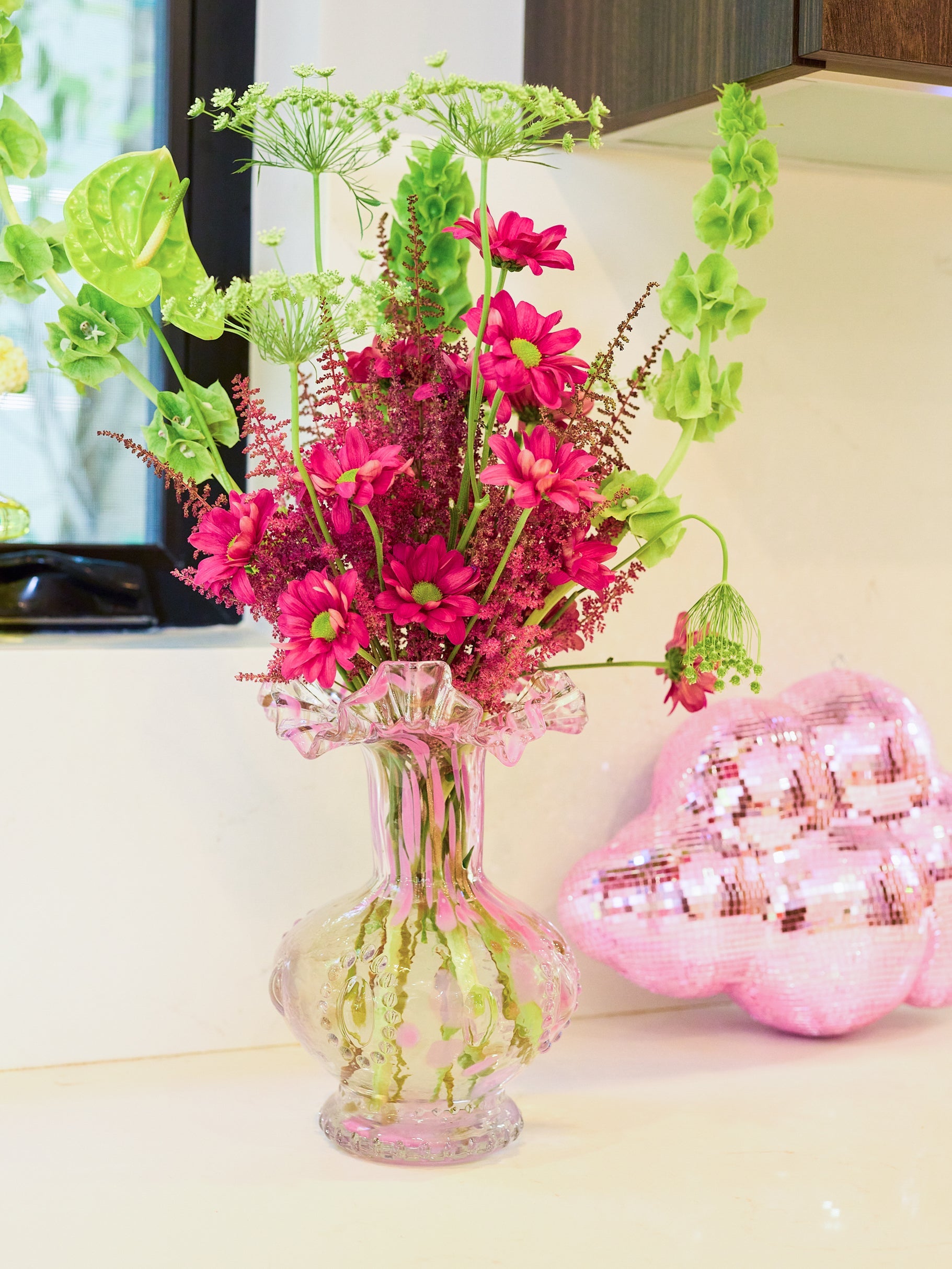 Blush Petal Glass Vase, Medium