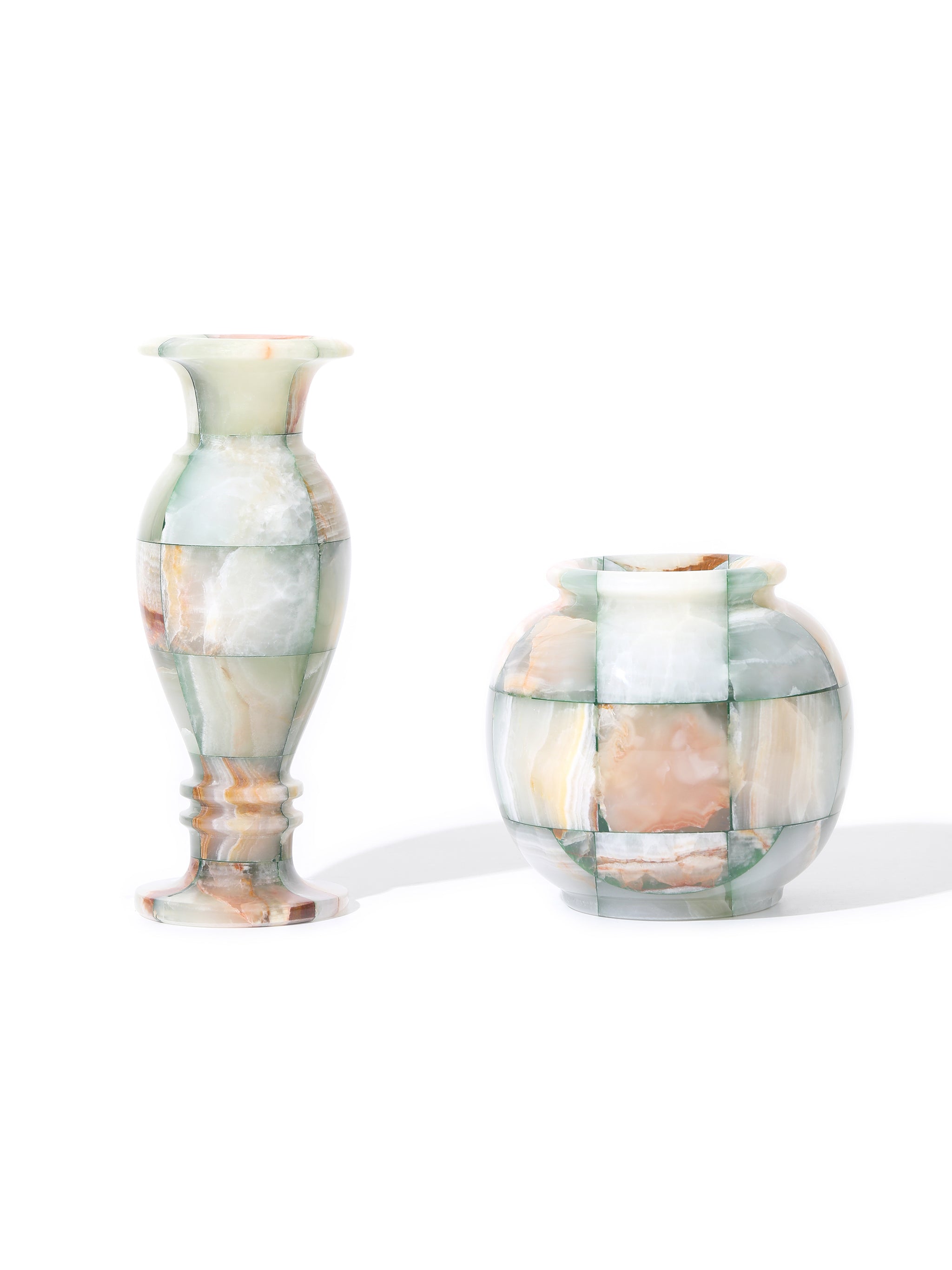 Forest Charm Jade Mosaic Vase, Set of 3