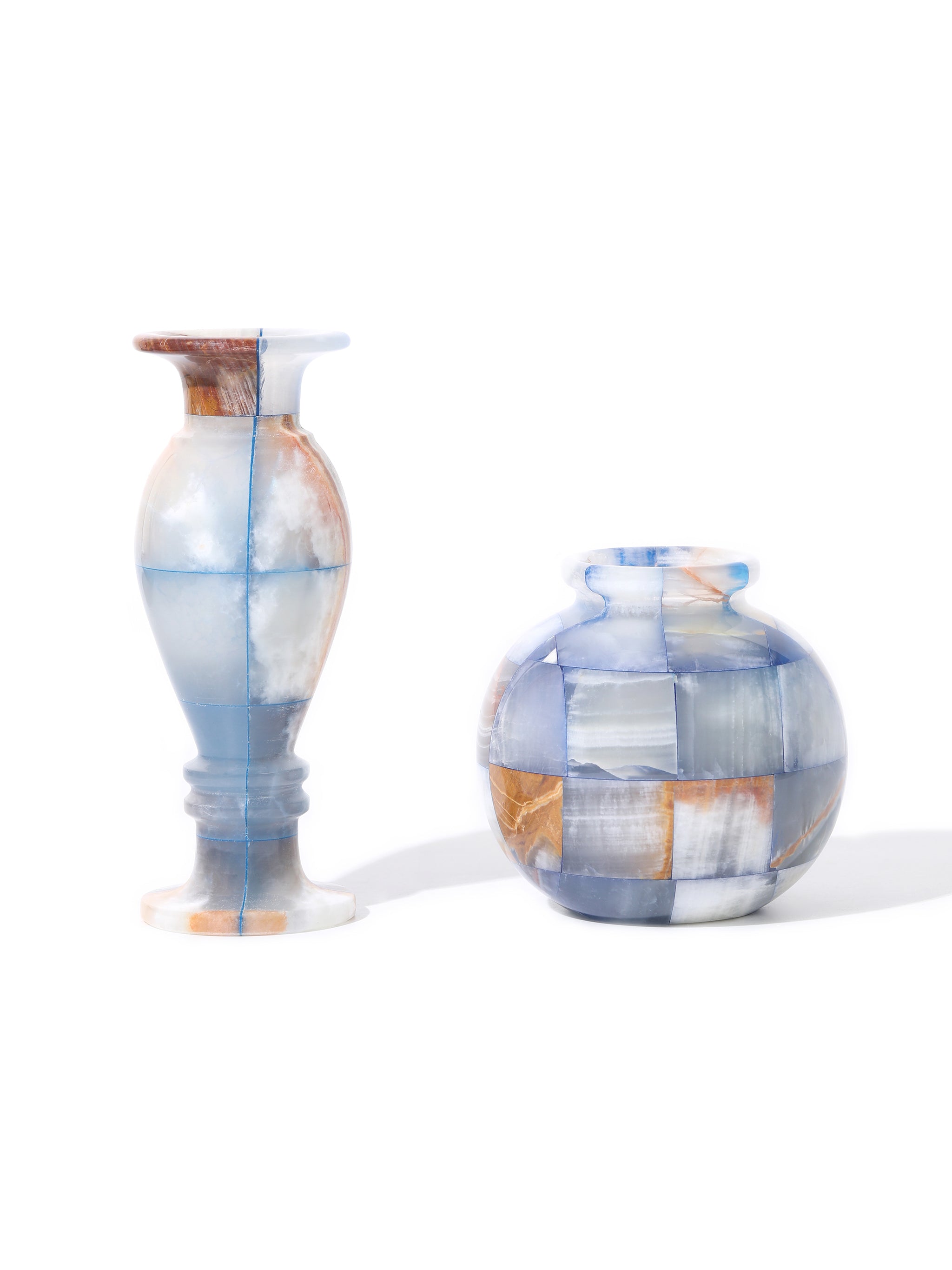 Sky Wave Jade Mosaic Vases, Set of 3