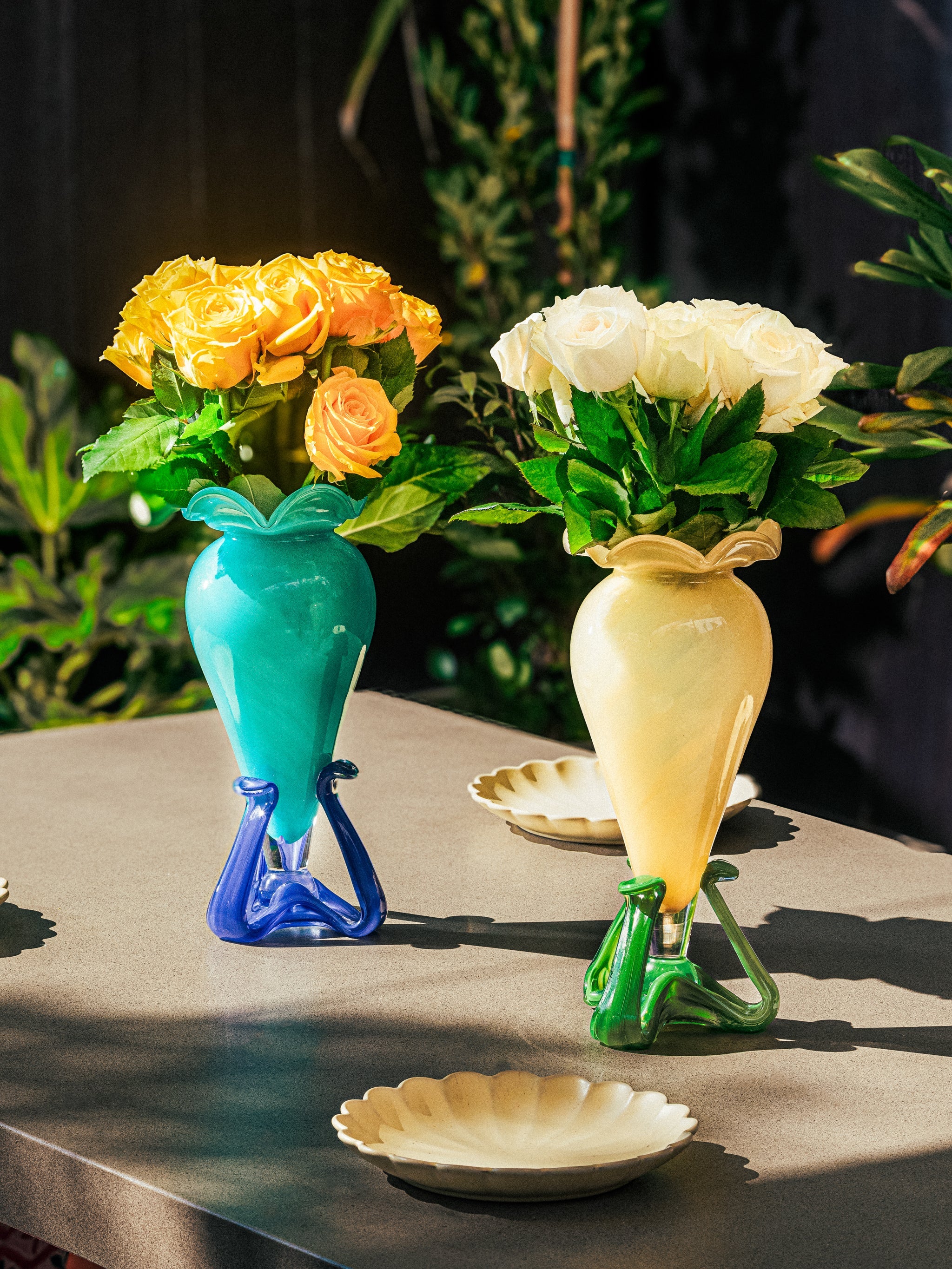 Aqua Blossom Stand Vase