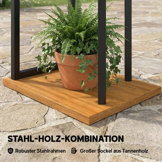 7-Tier Steel and Wood Plant Stand | 130 cm High Plant Shelf | Indoor & Outdoor Staircase Shelf | Regine's Garden Market