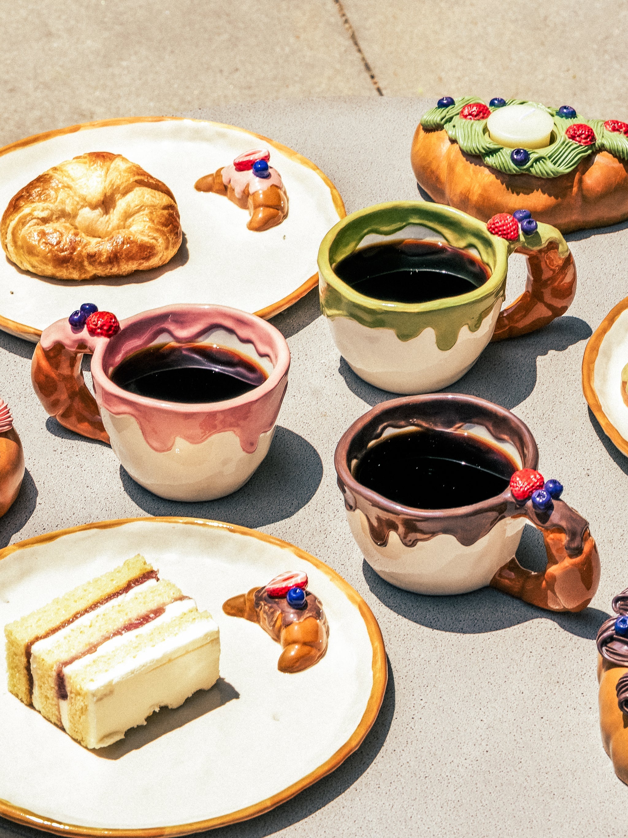 Croissant Coffee Cup Collection, Set of 3