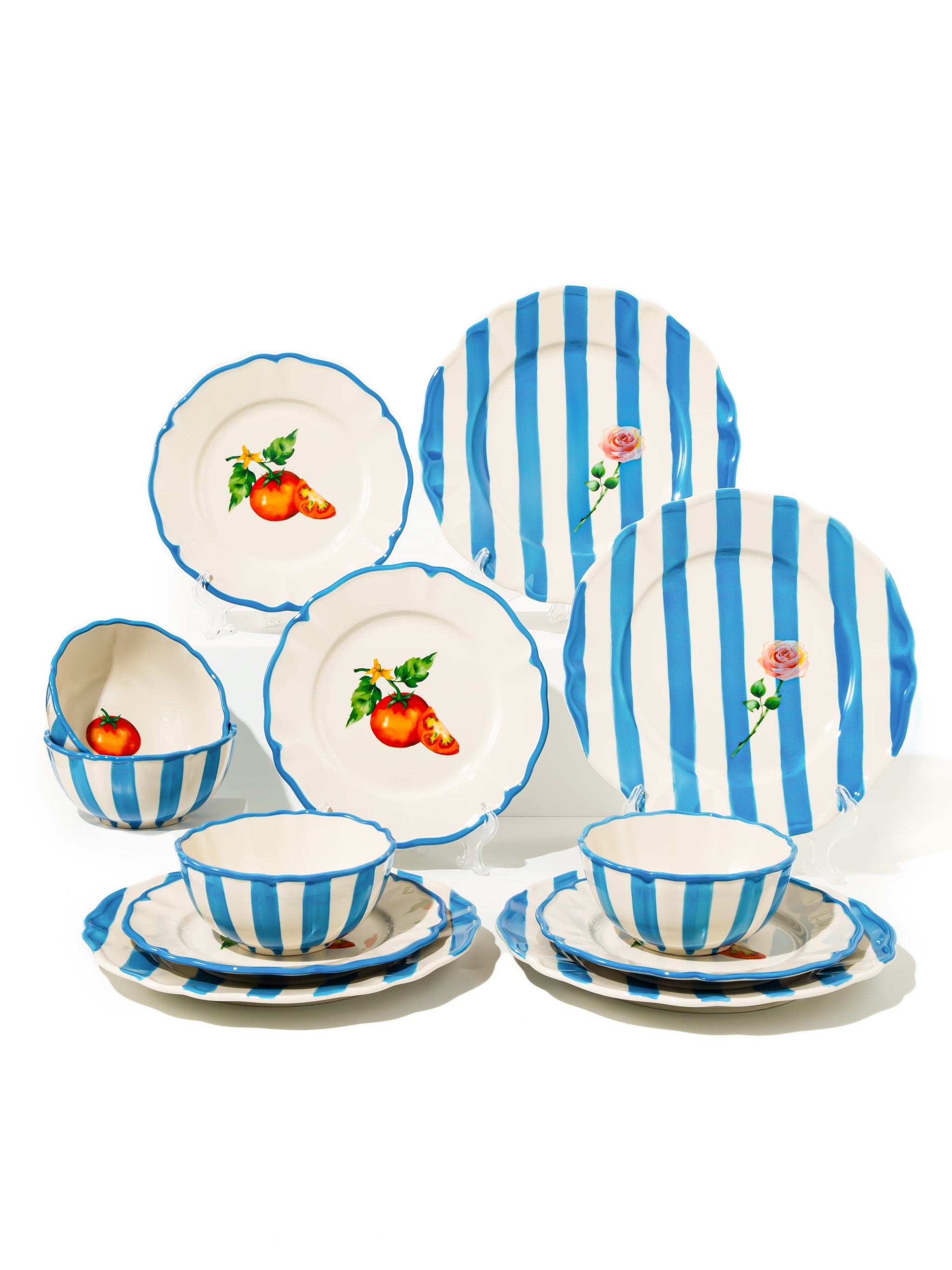 Garden Feast Dinnerware Set of 12, Blue