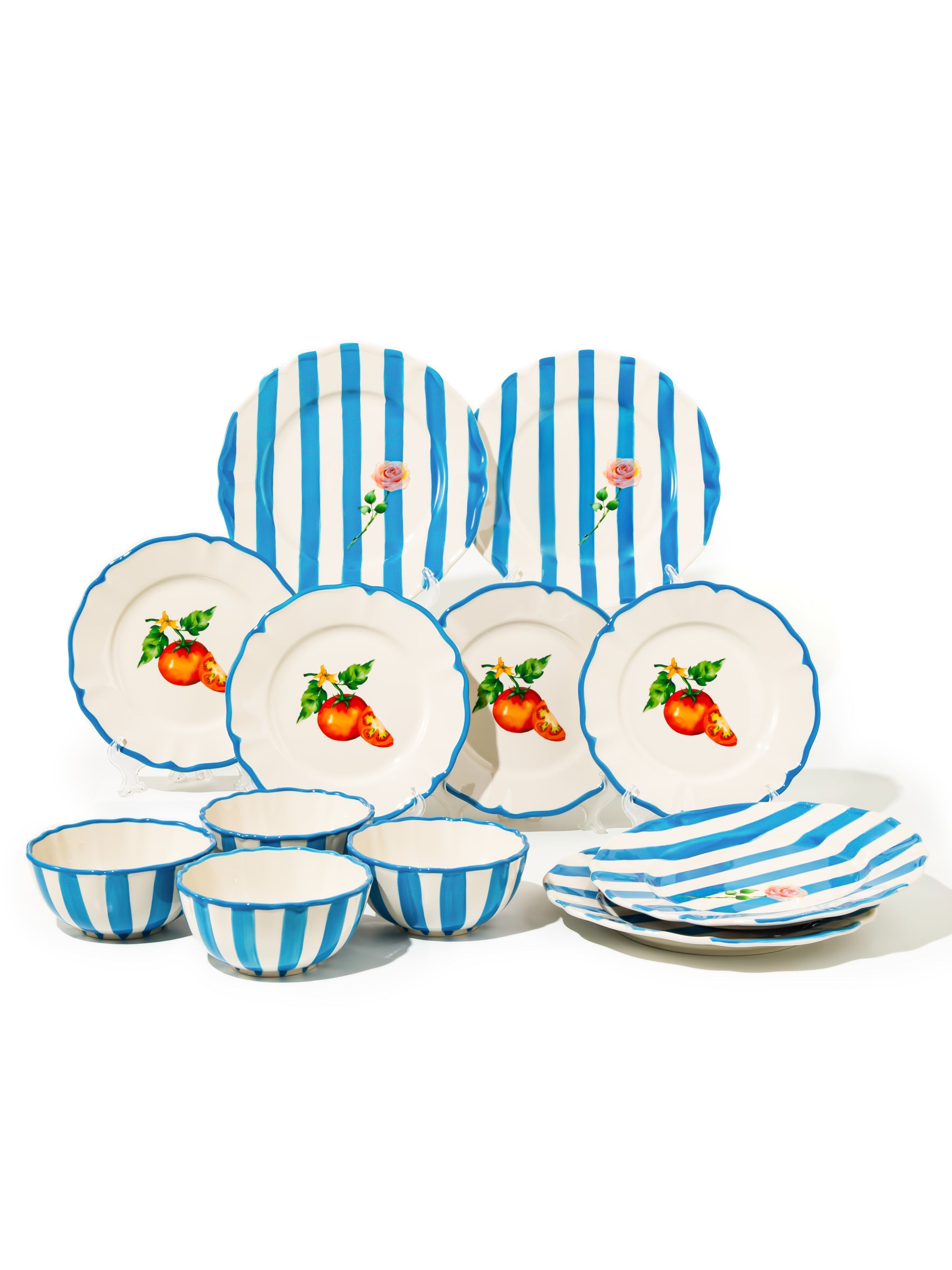Garden Feast Dinnerware Set of 12, Blue