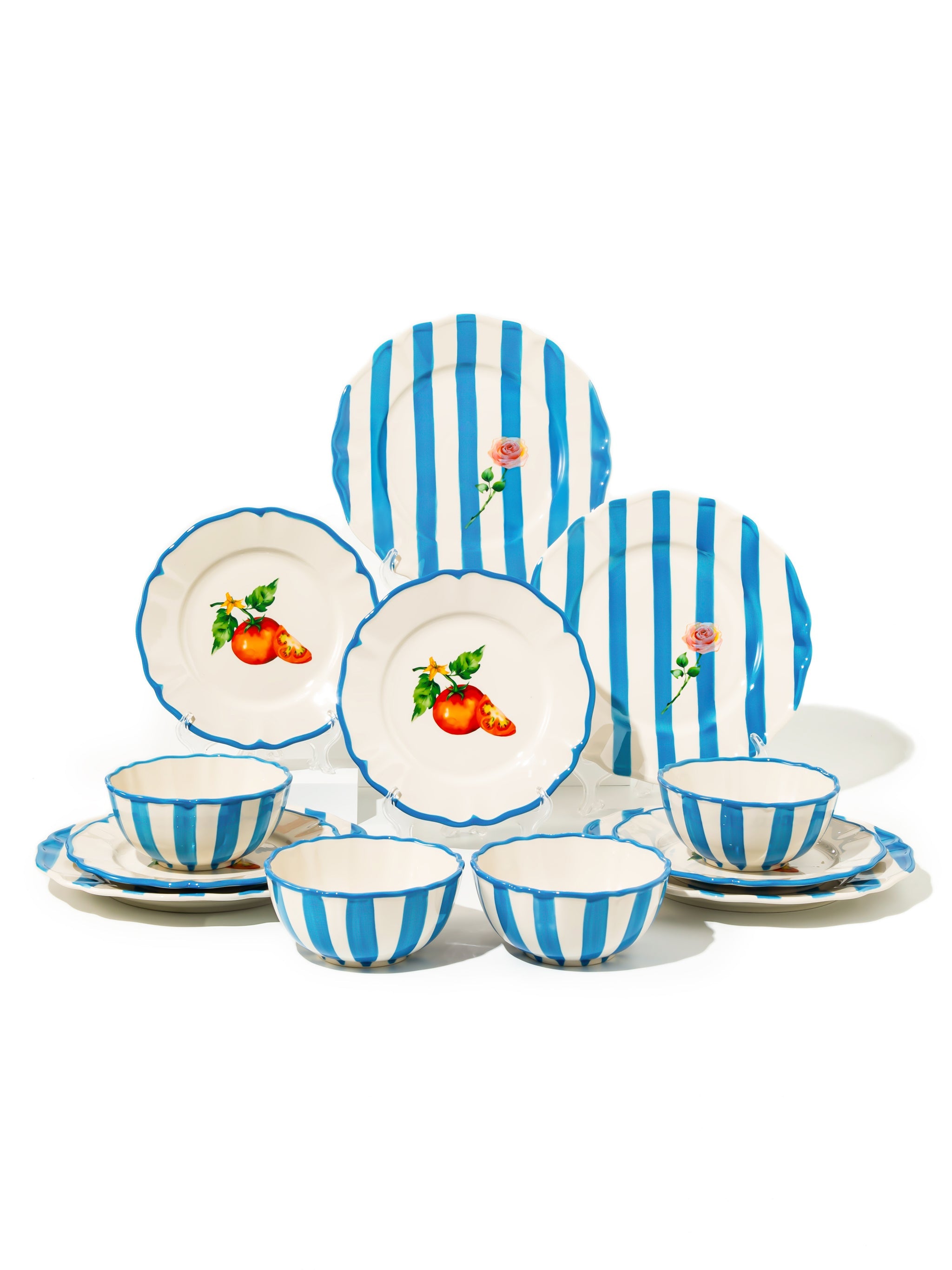 Garden Feast Dinnerware Set of 12, Blue