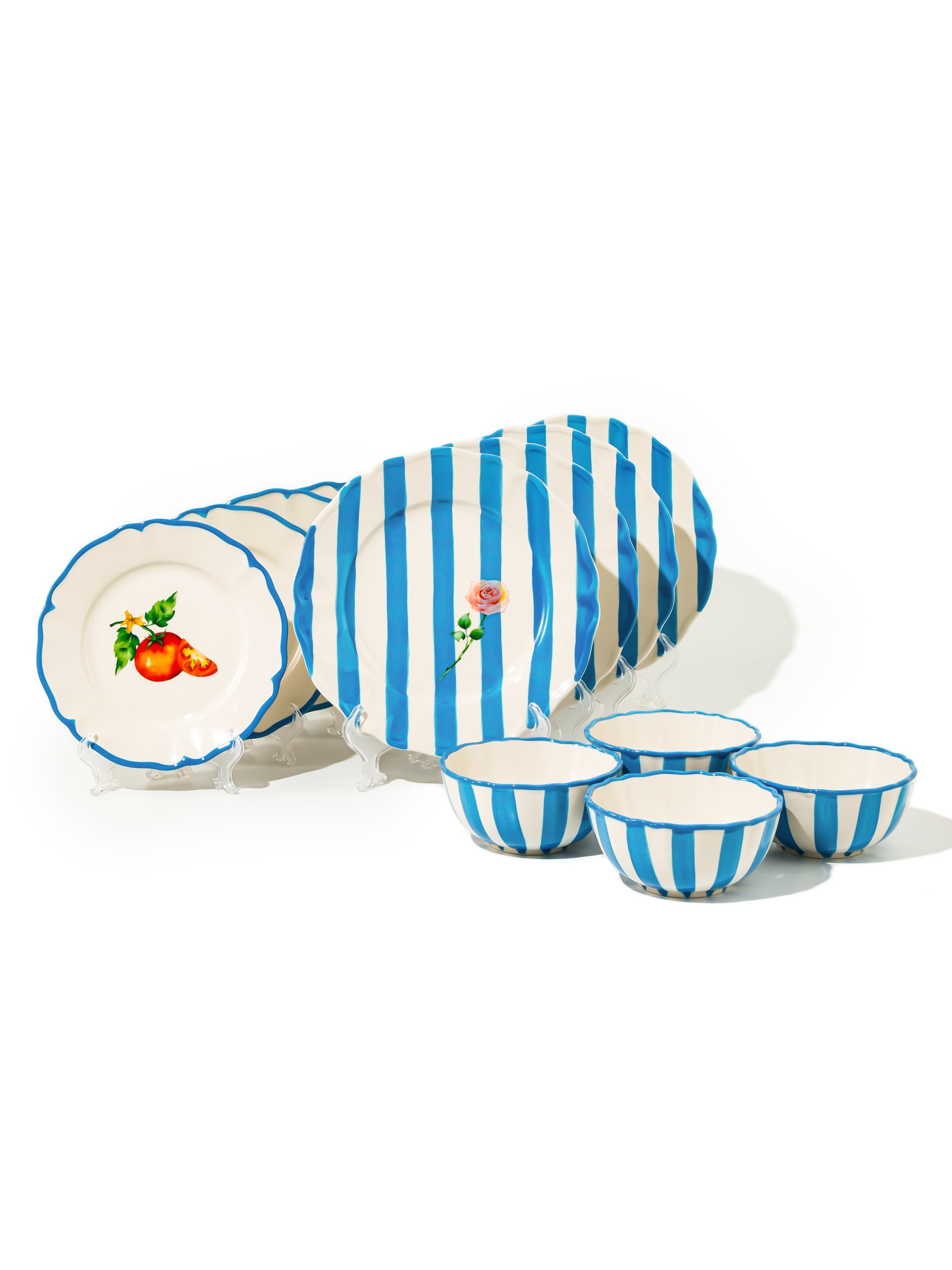 Garden Feast Dinnerware Set of 12, Blue