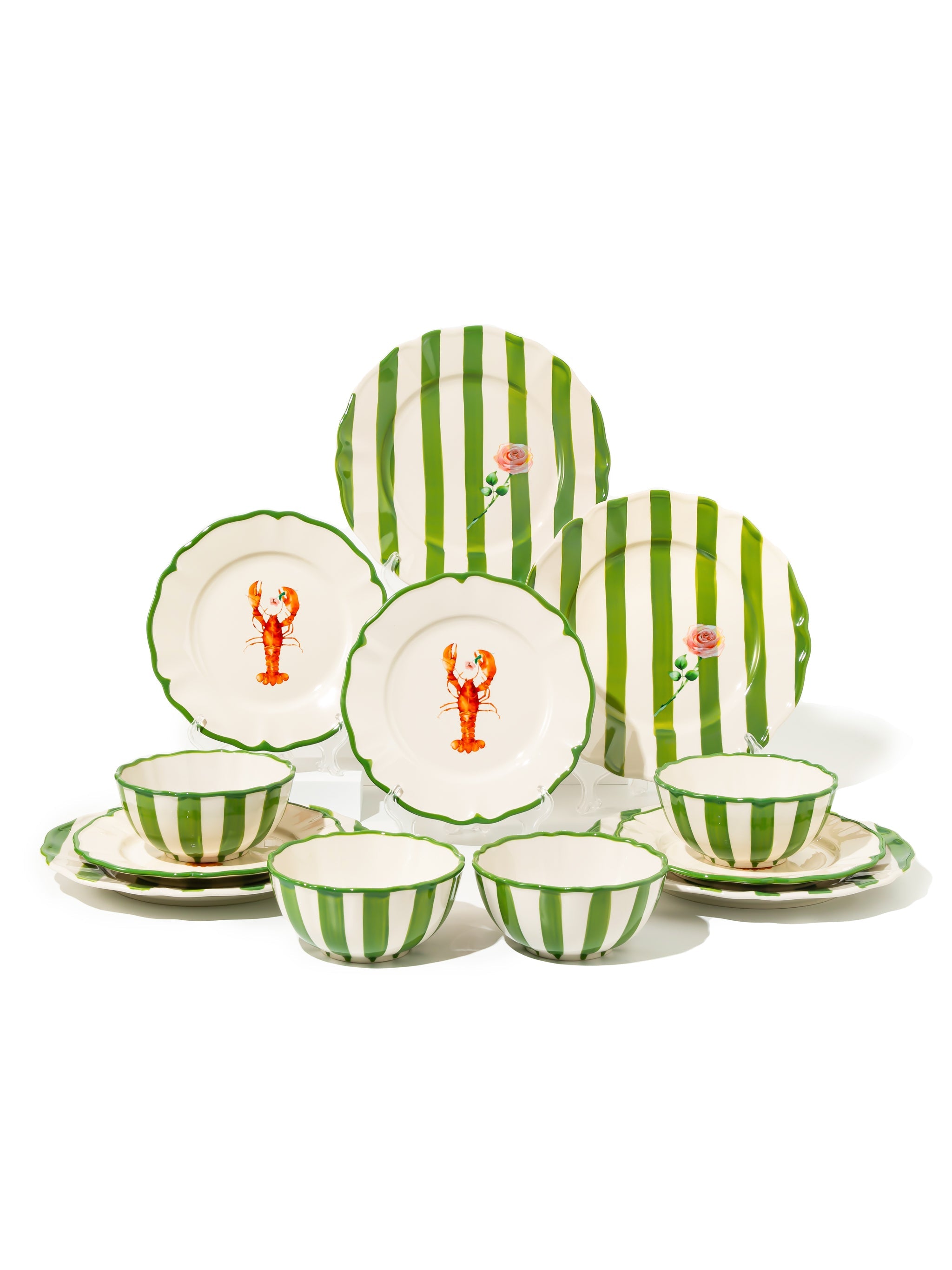 Garden Feast Dinnerware Set of 12, Green