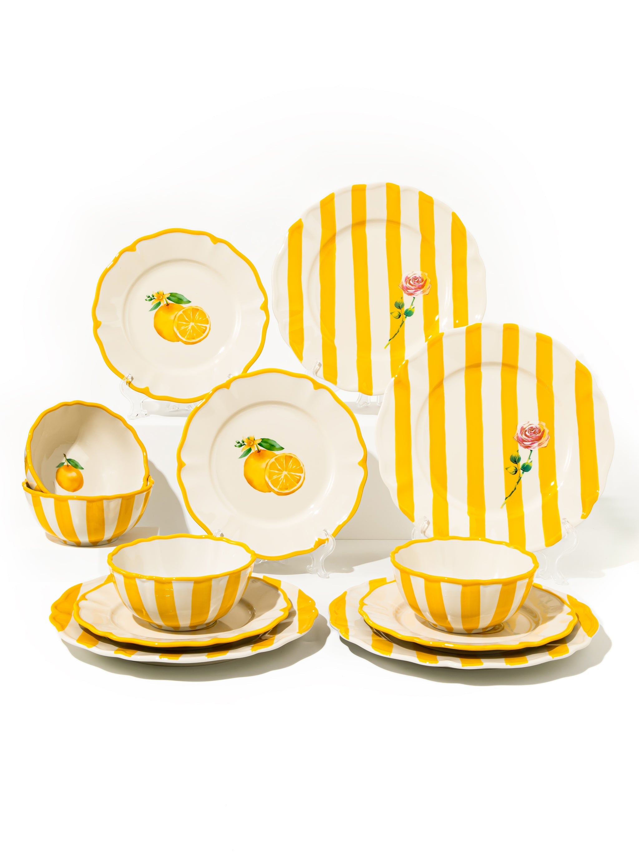 Garden Feast Dinnerware Set of 12, Yellow