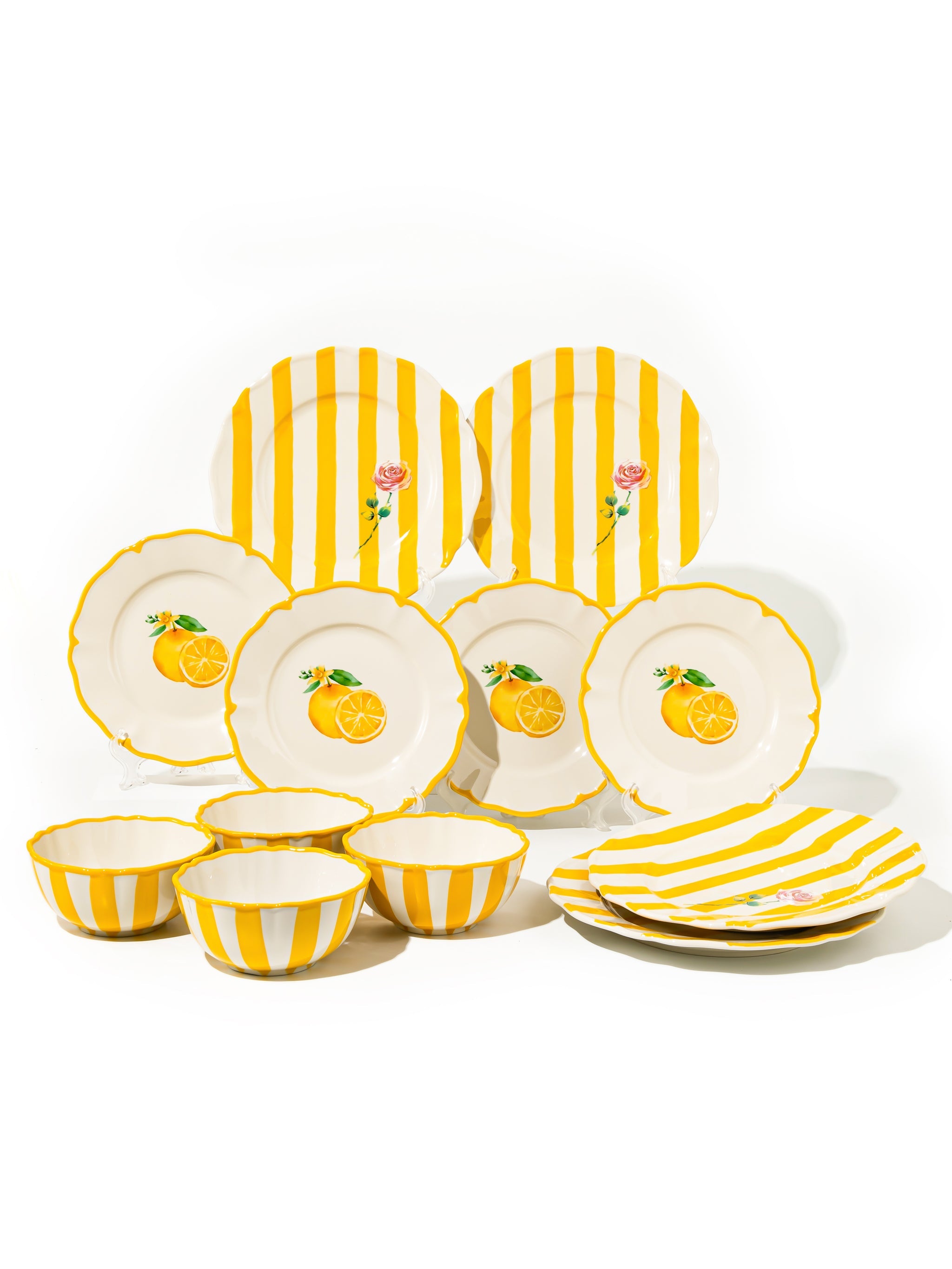 Garden Feast Dinnerware Set of 12, Yellow