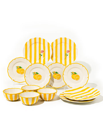 Garden Feast Dinnerware Set of 12, Yellow