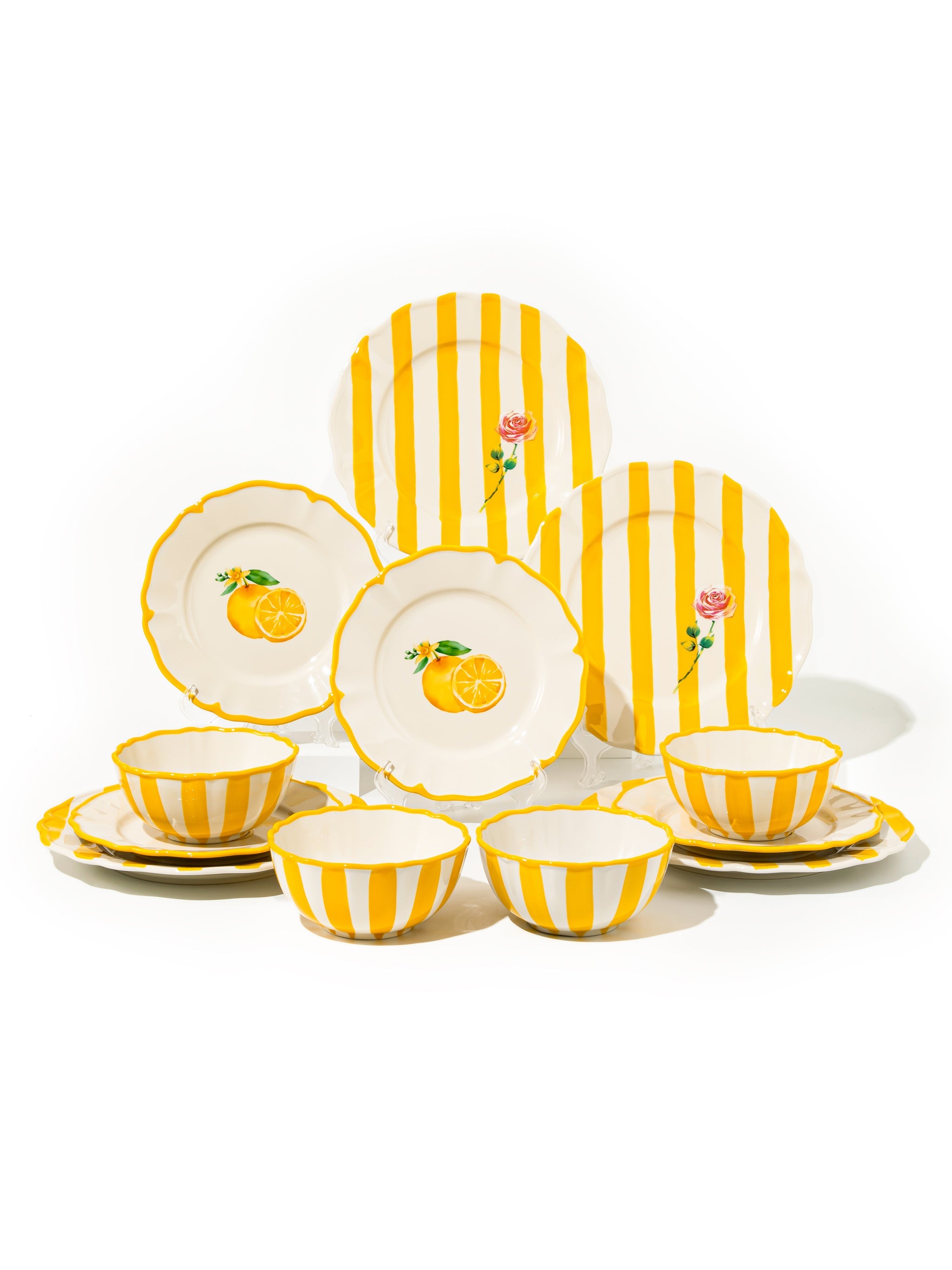 Garden Feast Dinnerware Set of 12, Yellow