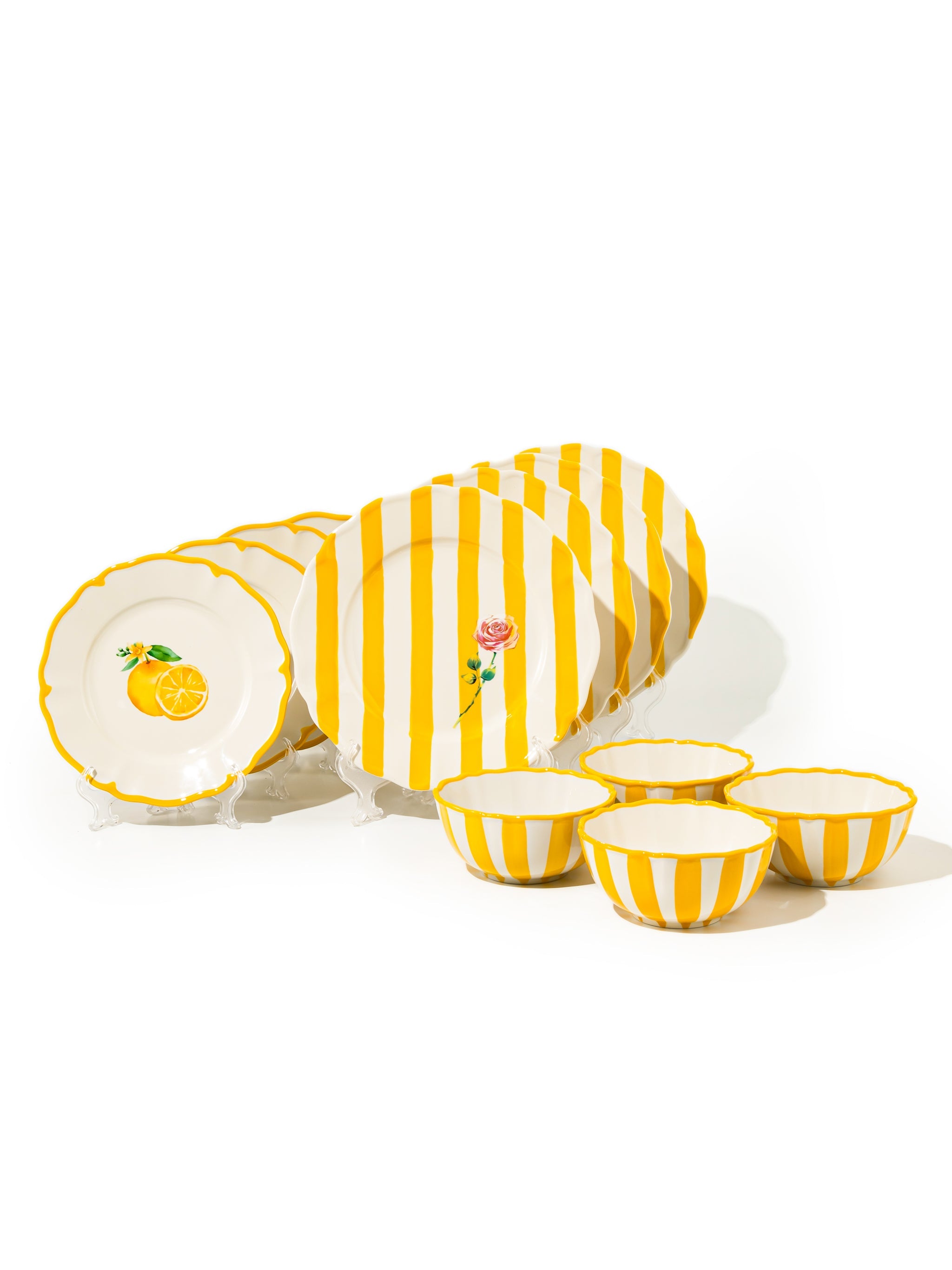 Garden Feast Dinnerware Set of 12, Yellow