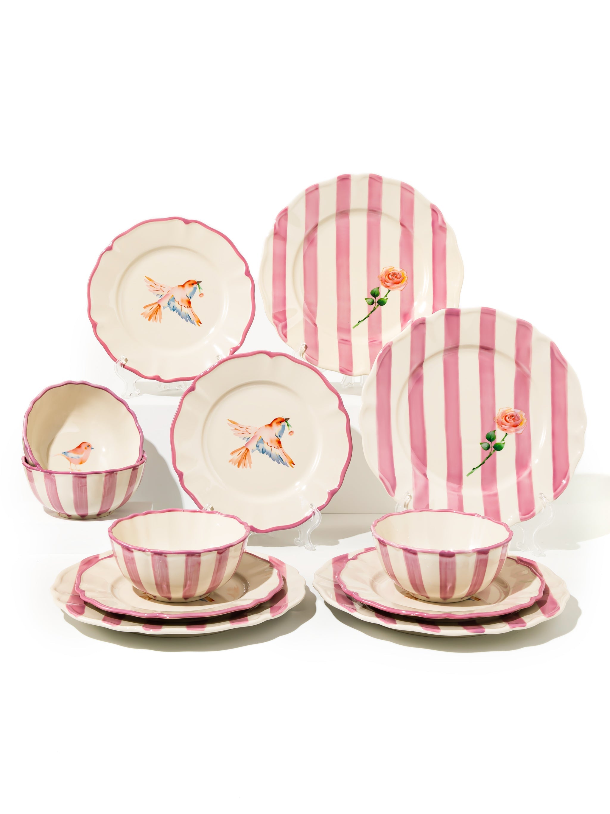 Garden Feast Dinnerware Set of 12, Pink