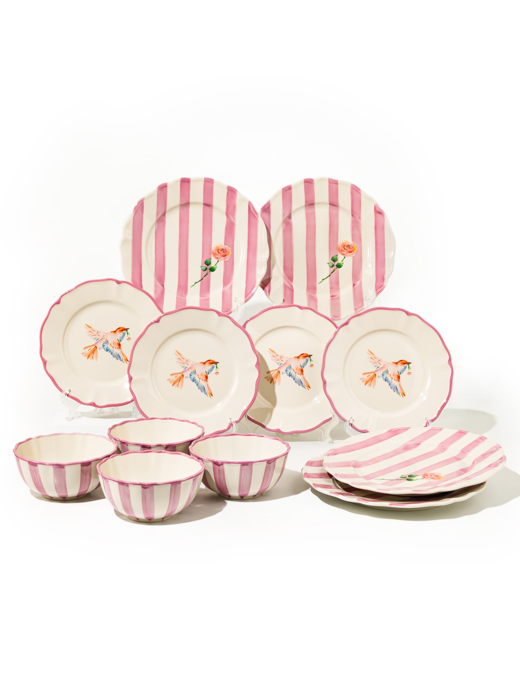 Garden Feast Dinnerware Set of 12, Pink