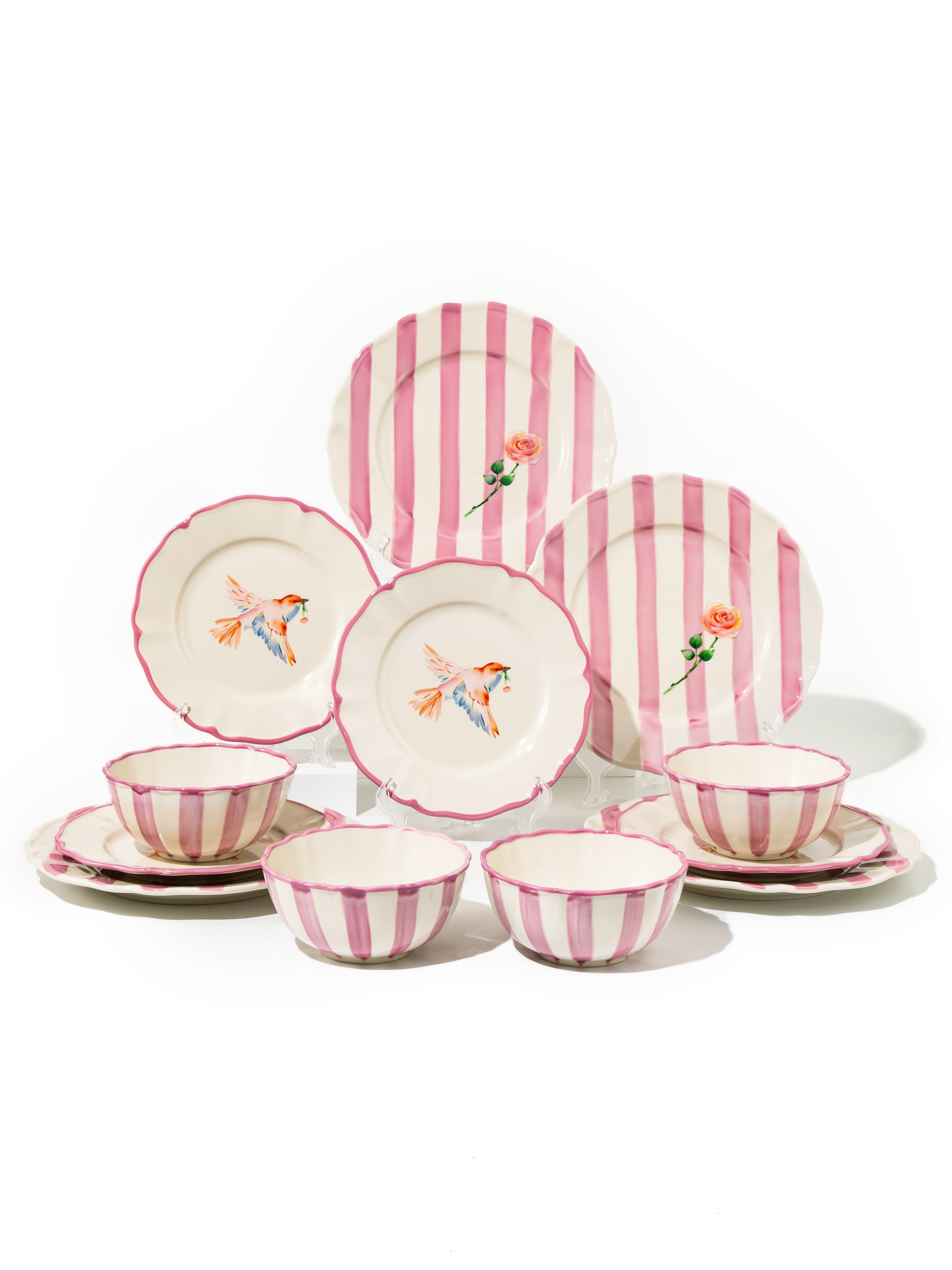 Garden Feast Dinnerware Set of 12, Pink