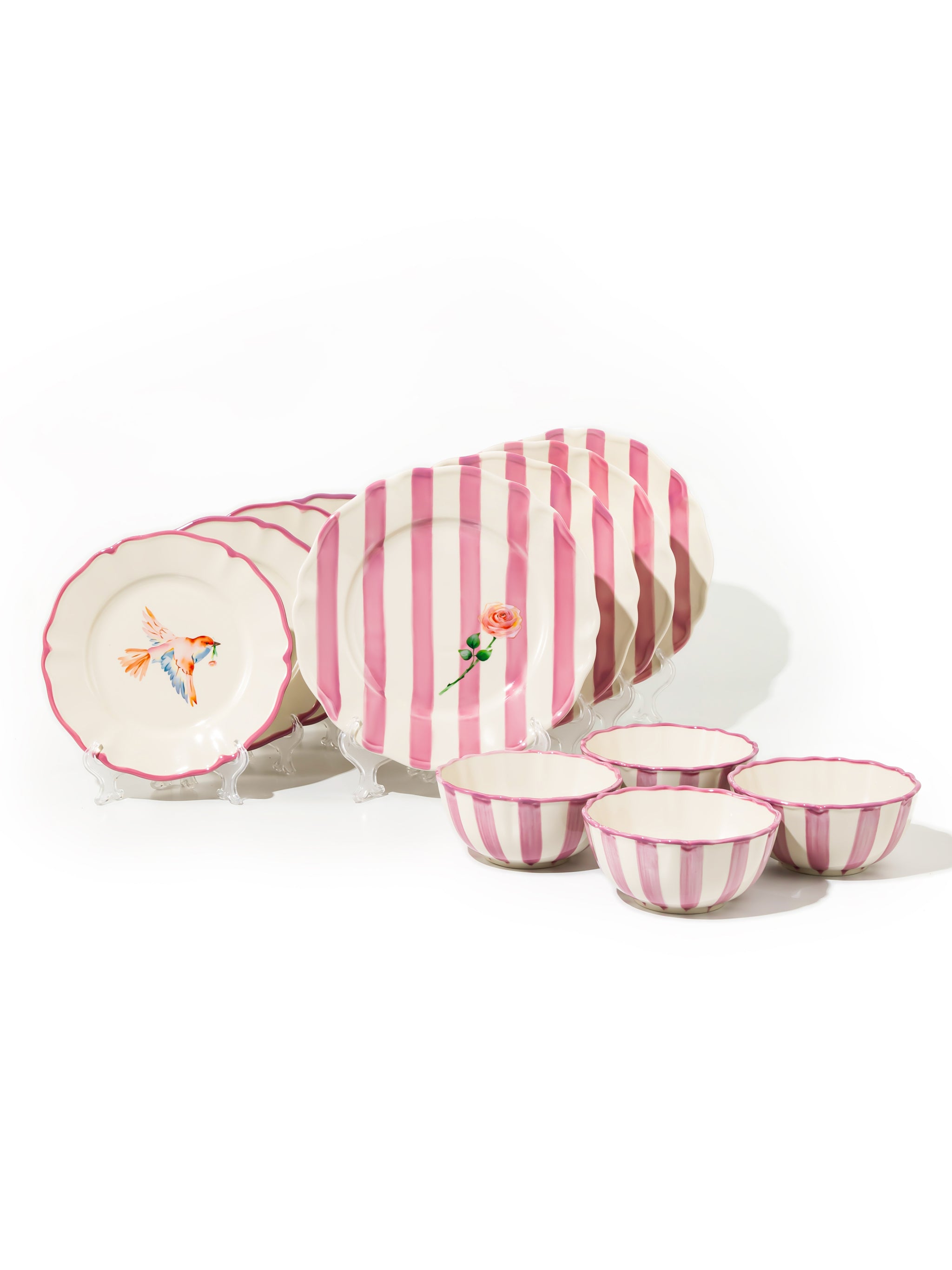 Garden Feast Dinnerware Set of 12, Pink
