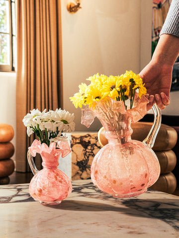 Rosy Dawn Ruffled Vases, Set of 2