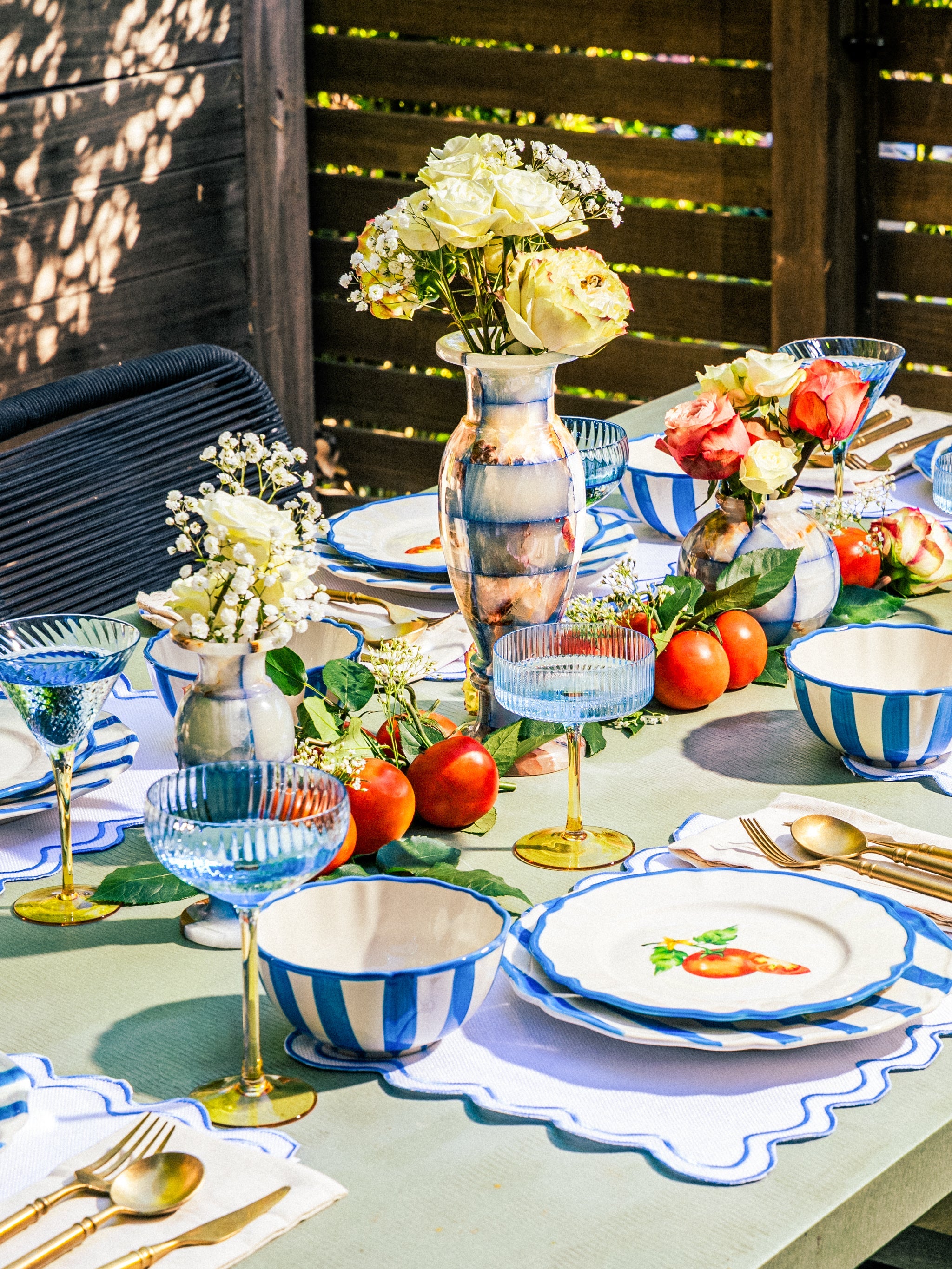 Garden Feast Dinnerware Set of 12, Blue