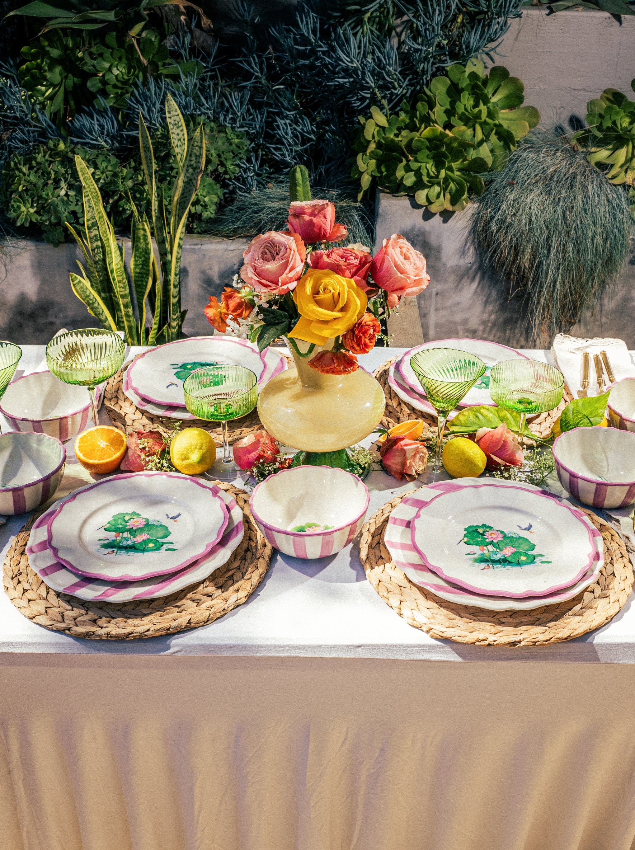 Lotus Pond Dinnerware Set of 12, Pink