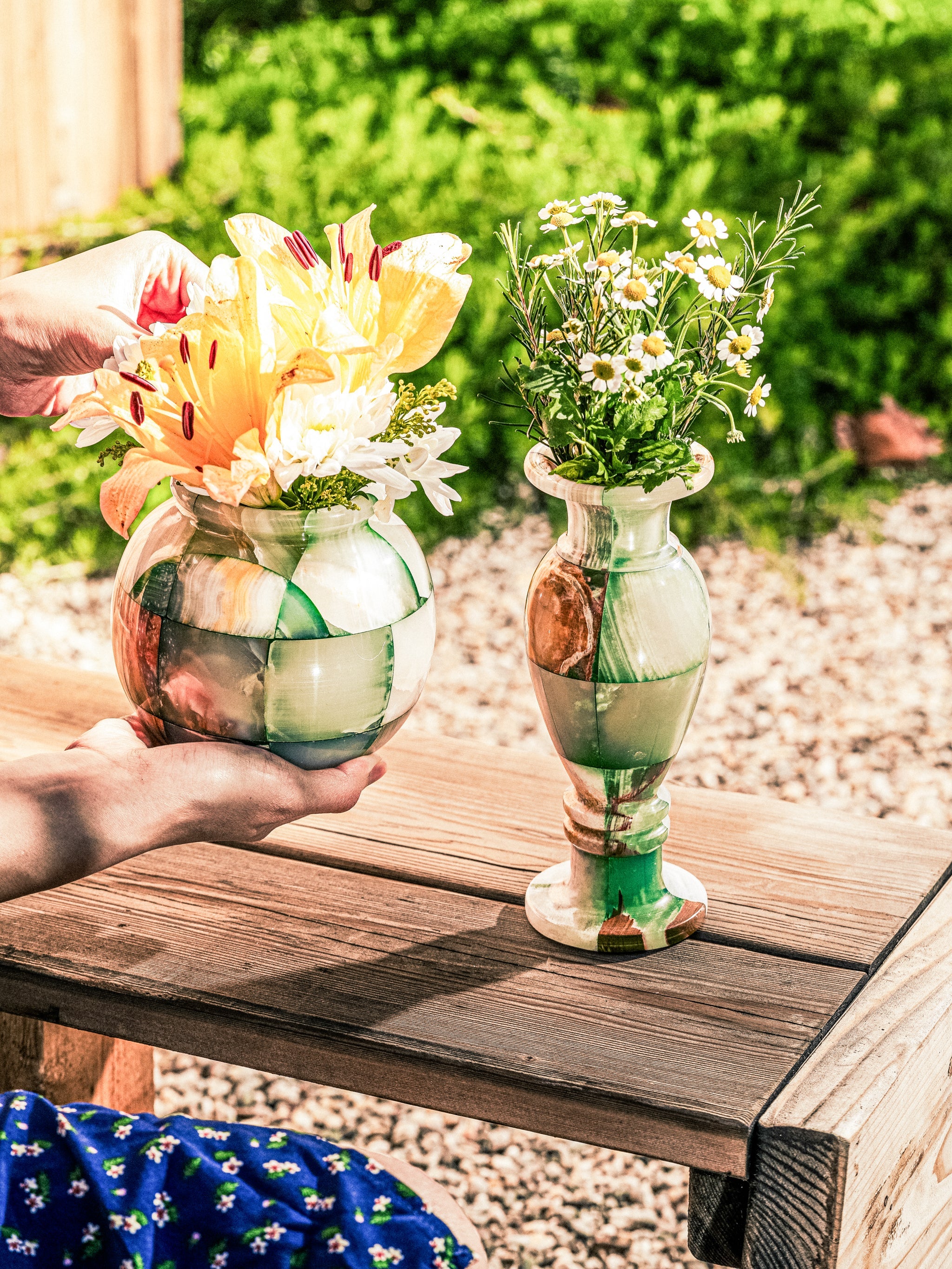 Forest Charm Jade Mosaic Vase, Set of 3
