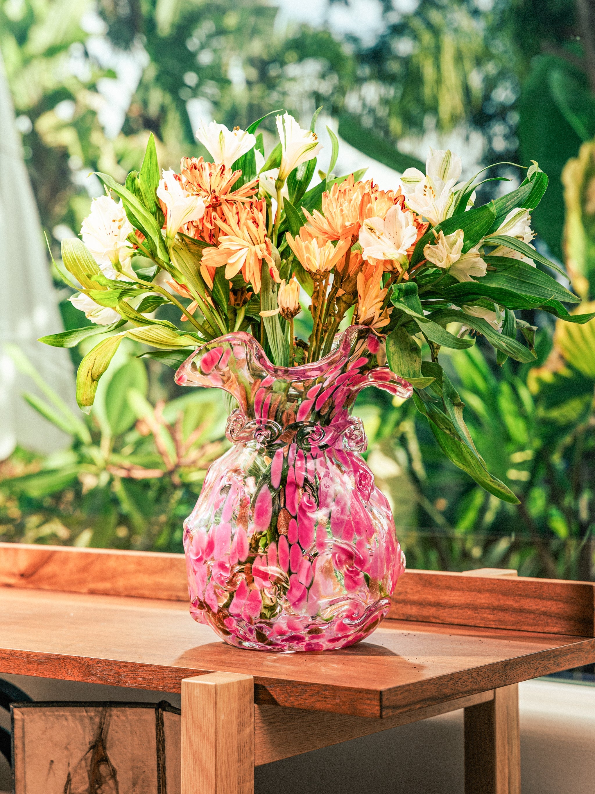 Blush Petal Glass Vase, Garland