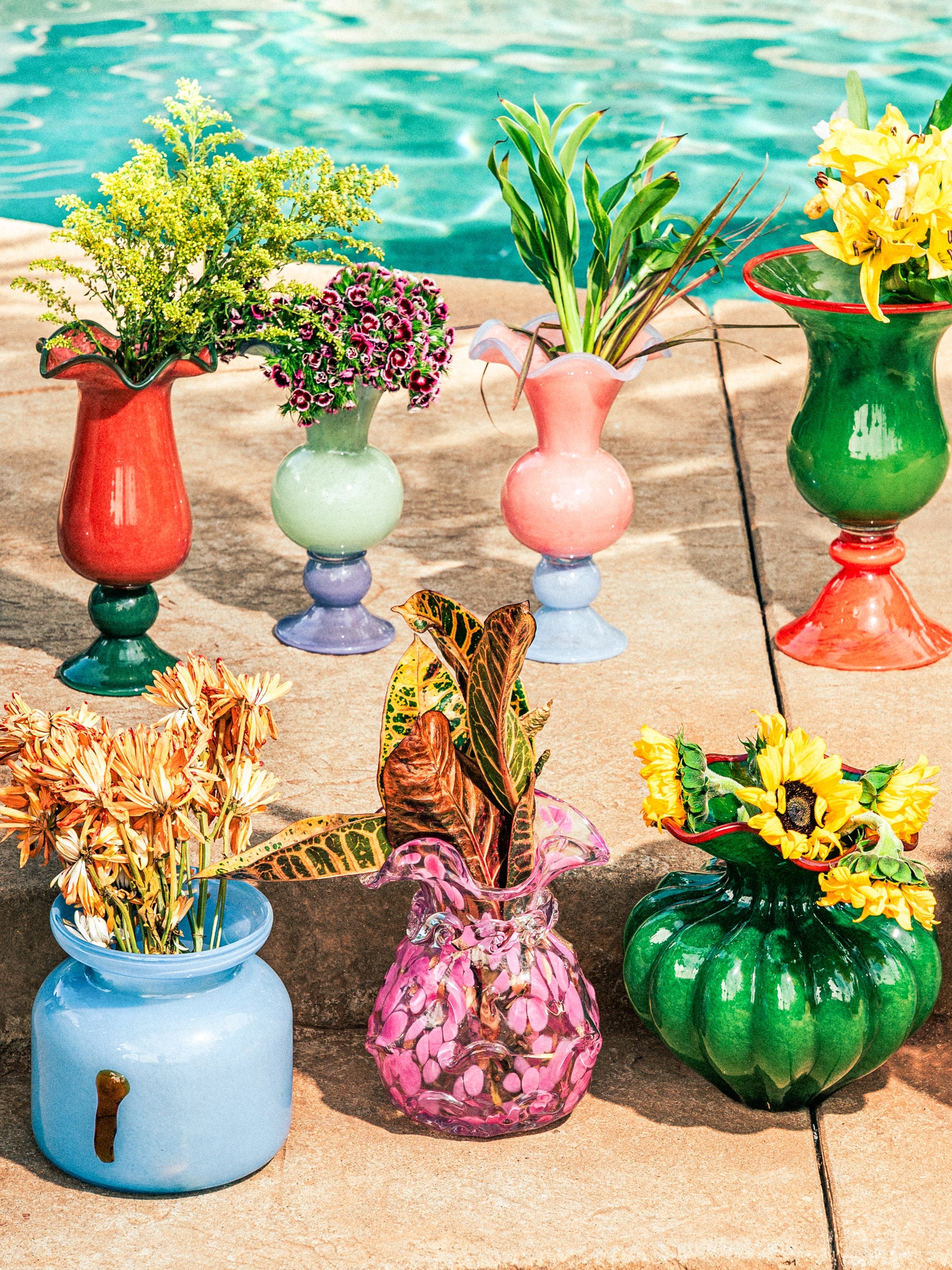 Blush Petal Glass Vase, Garland