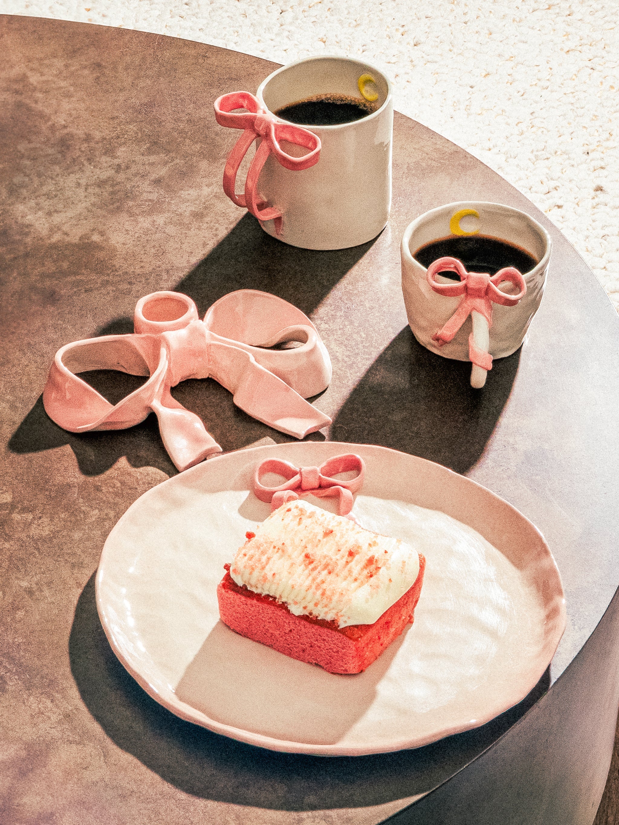 BowKnot Tableware Set, Blush Pink Set of 4