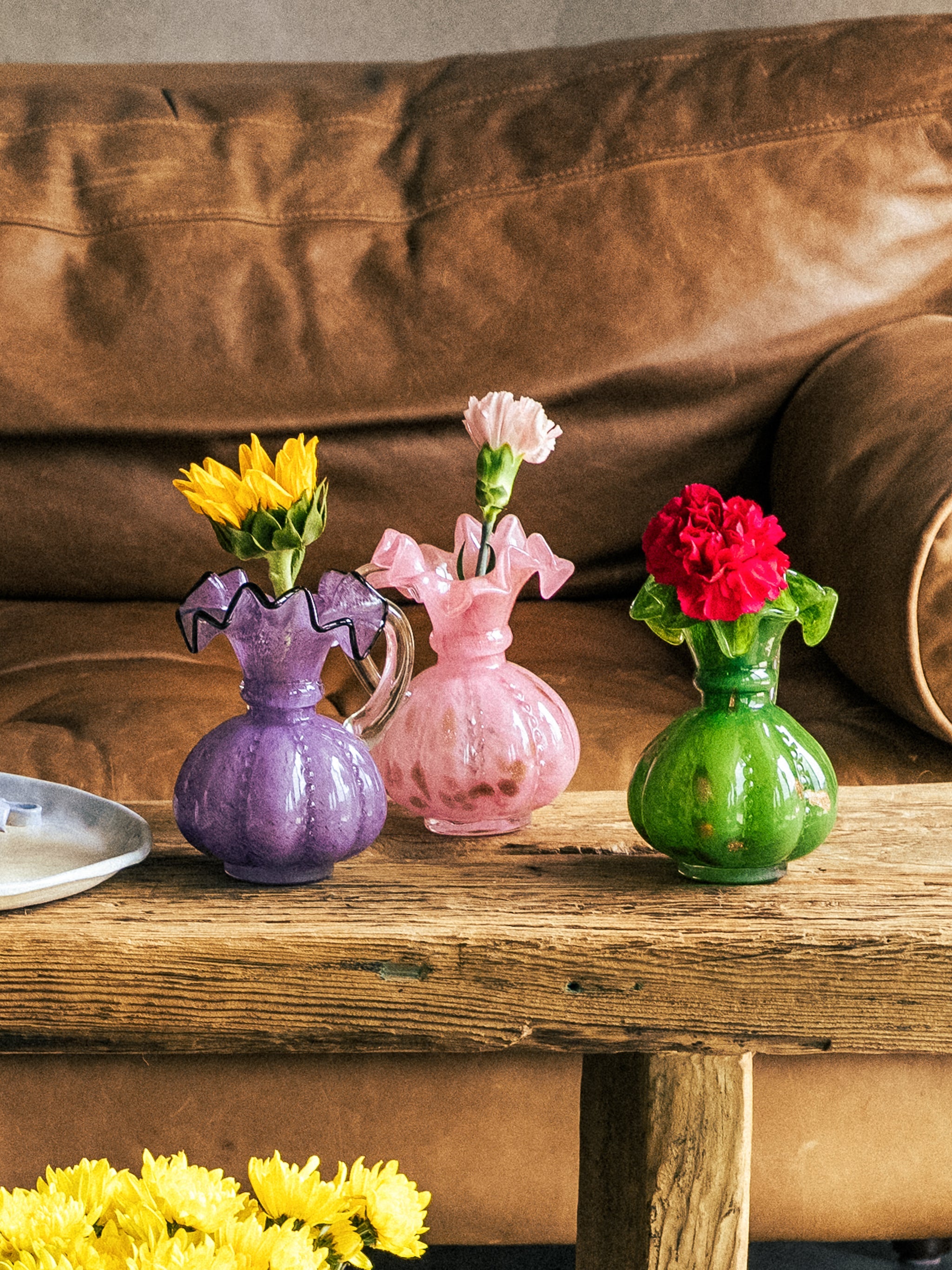 Twilight to Dawn Ruffled Vases Set of 3, Small