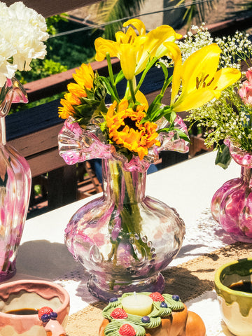 Blush Petal Glass Vase, Medium
